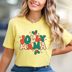 "Jolly Mama" Retro Christmas Graphic Tee, a Festive Pick for Merry Moms