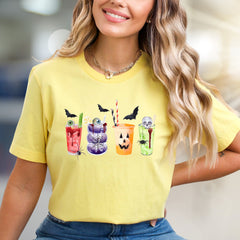 Spooky Sips Halloween Graphic Tee, A Creepy Cocktail Pick for Enthusiasts