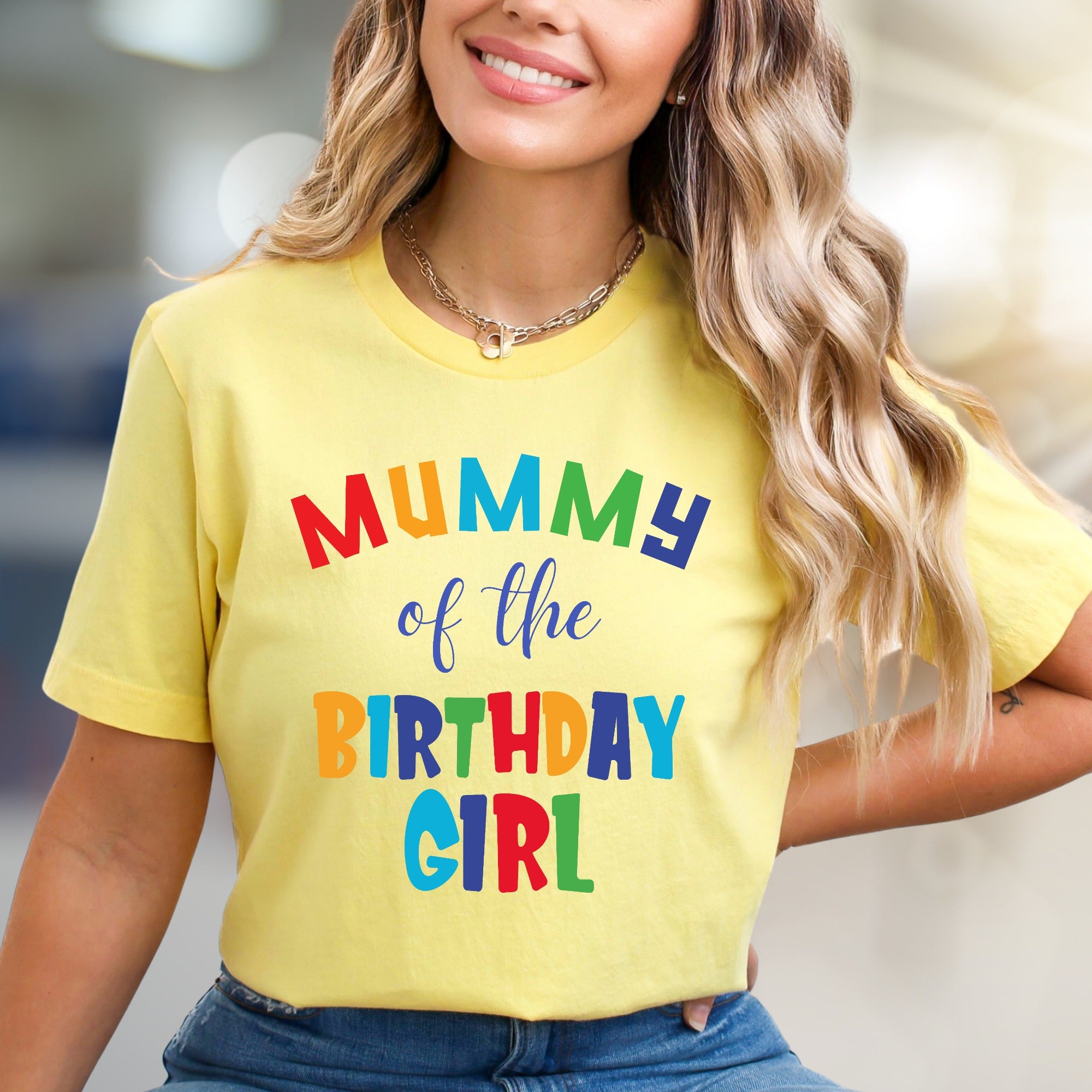 "Mummy of the Birthday Girl" Colorful Fun Graphic Tee, a Celebration Pick