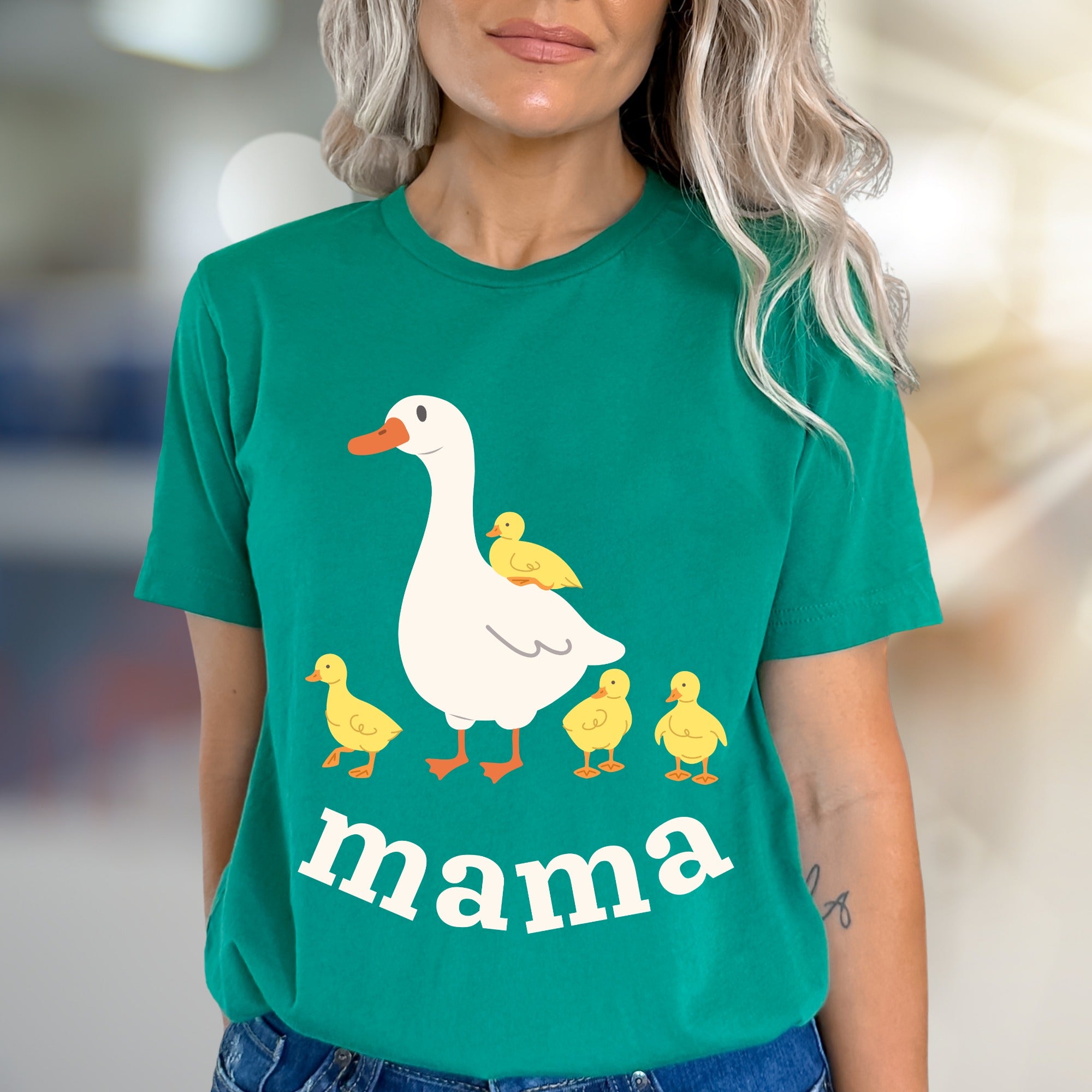 "Mama" Duck Family Graphic Tee, a Heartwarming Pick for Moms & Duck Lovers