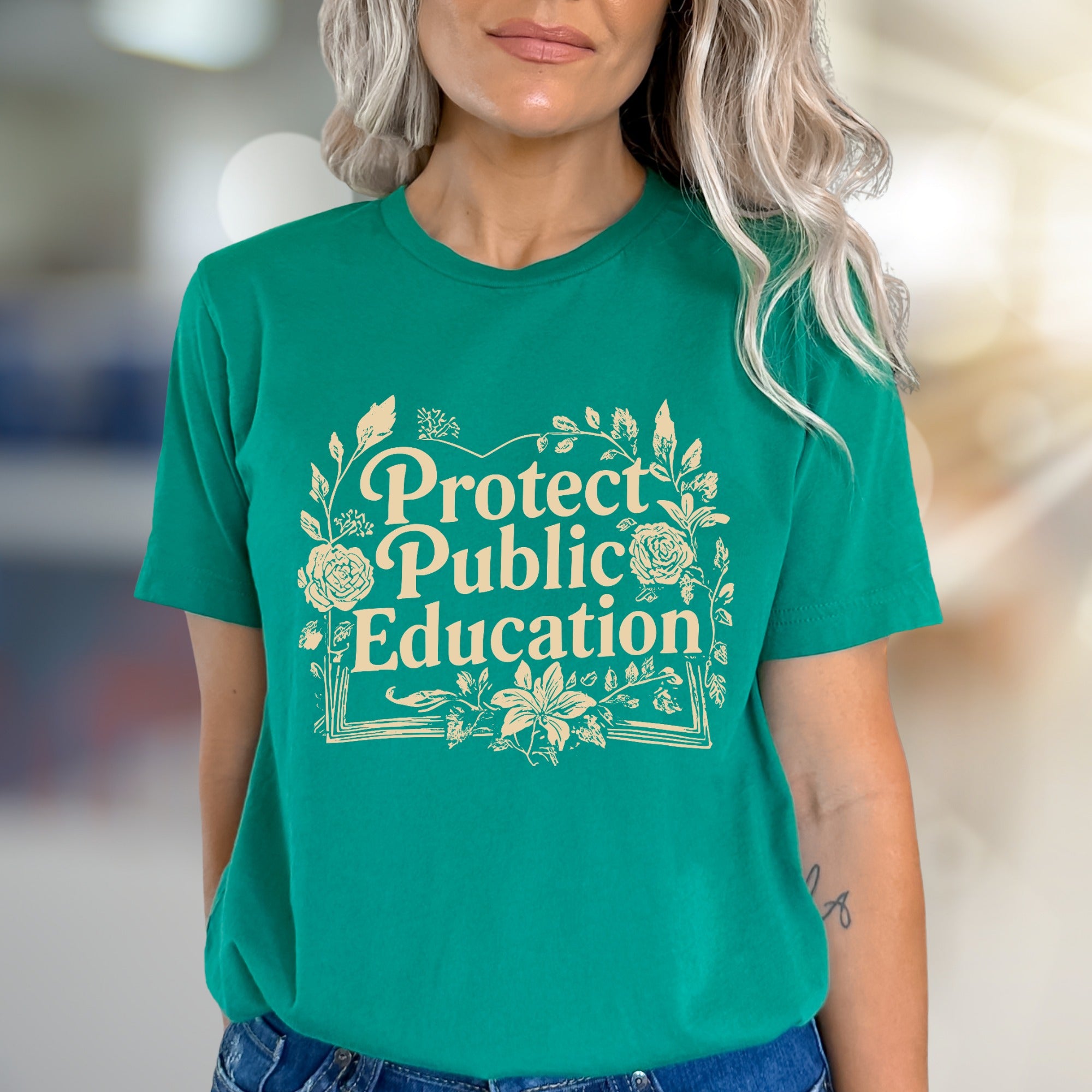 "Protect Public Education" Floral Graphic Tee, A Cause-Driven Pick for Advocates