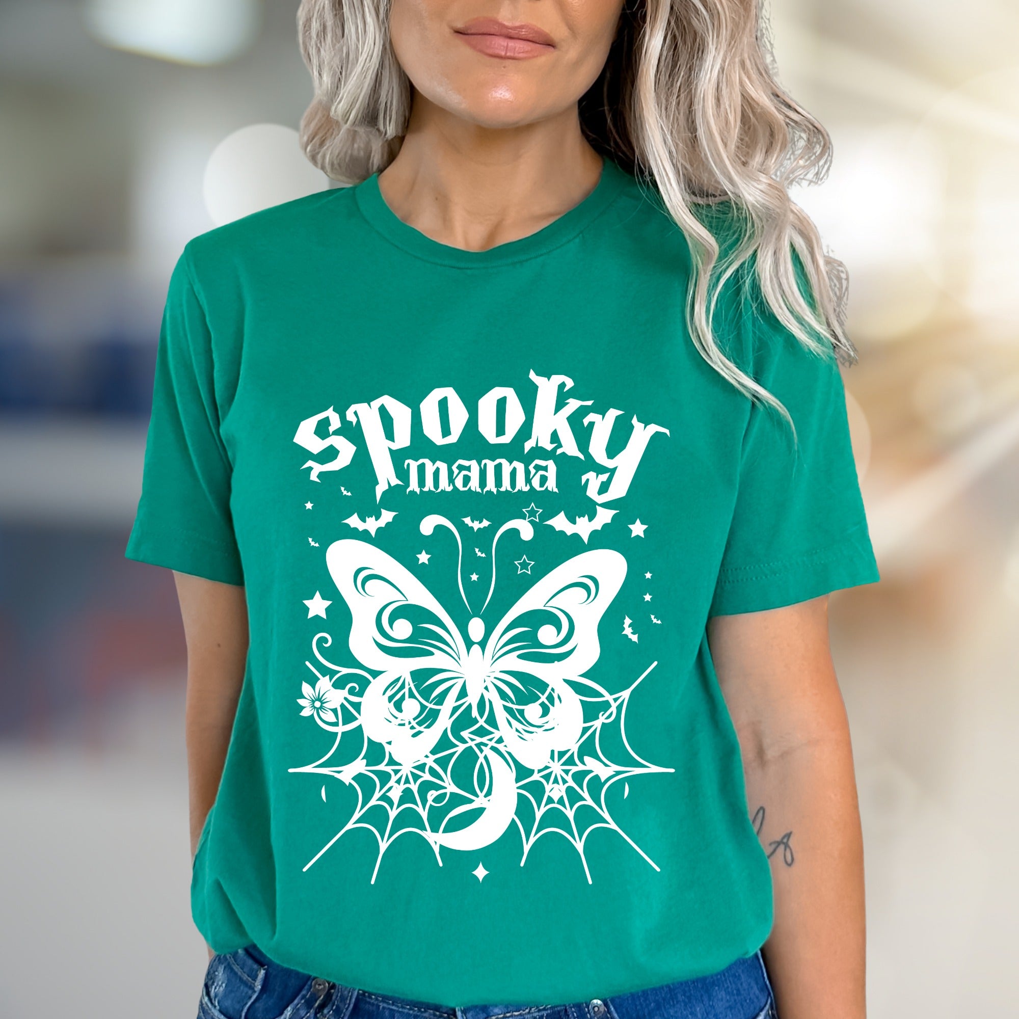 "Spooky Mama" Halloween Gothic Graphic Tee, a Mystical Pick for Moms