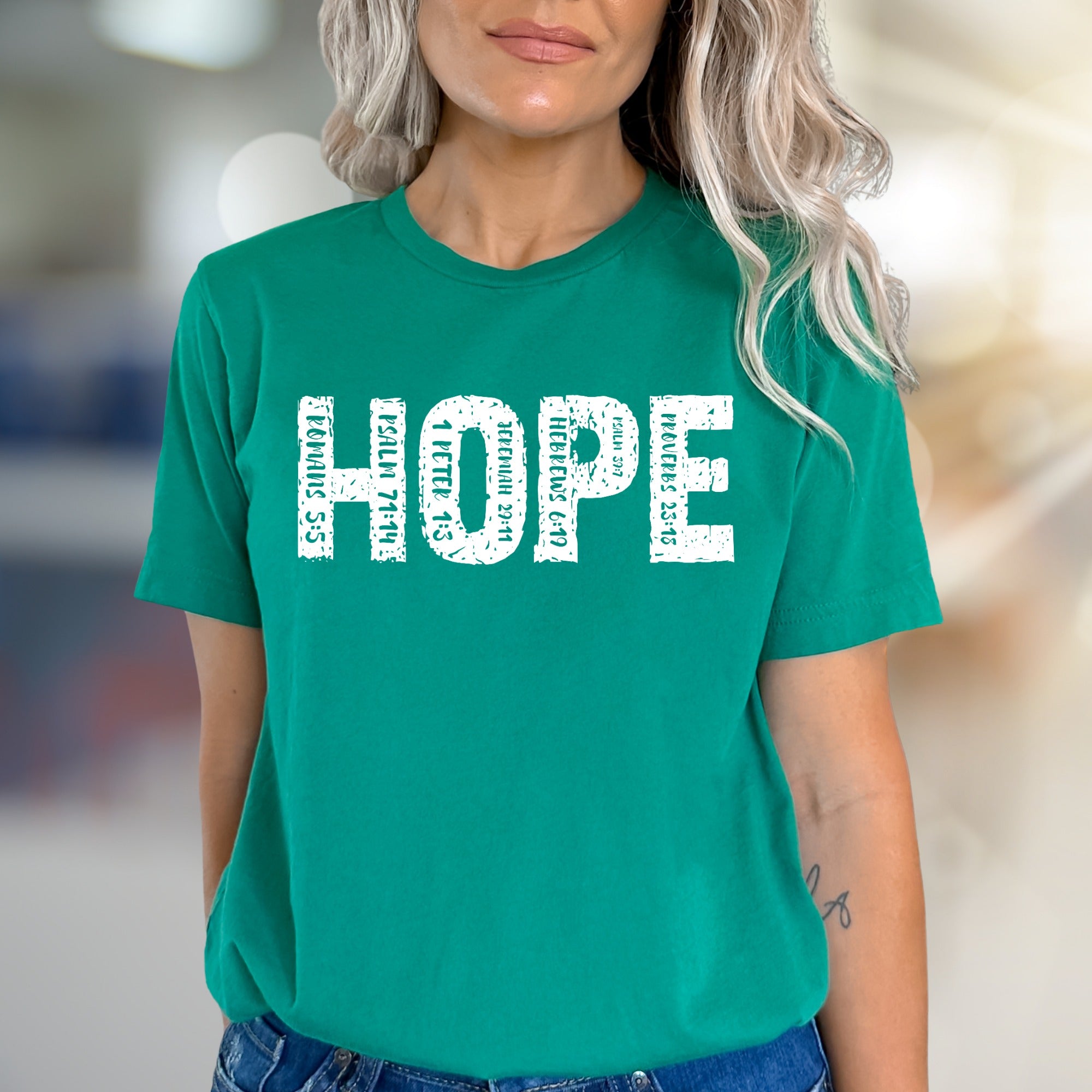 "HOPE" Scripture Word Art Graphic Tee, an Inspiring Christian Pick for Believers
