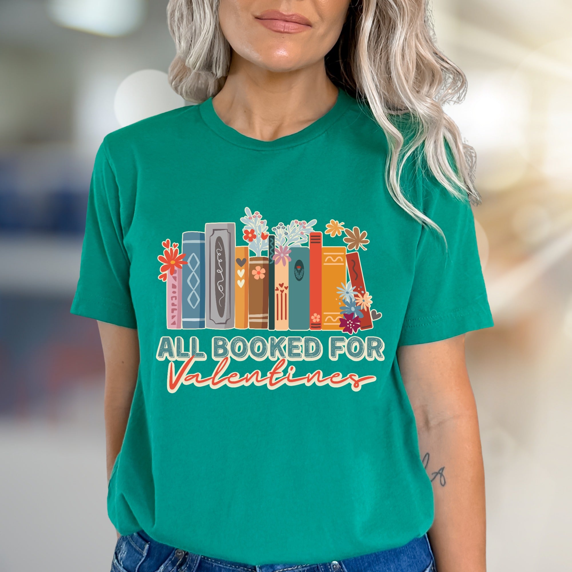 "ALL BOOKED FOR Valentines" Bookworm Graphic Tee, a Sweet Reader's Pick for Book Lovers