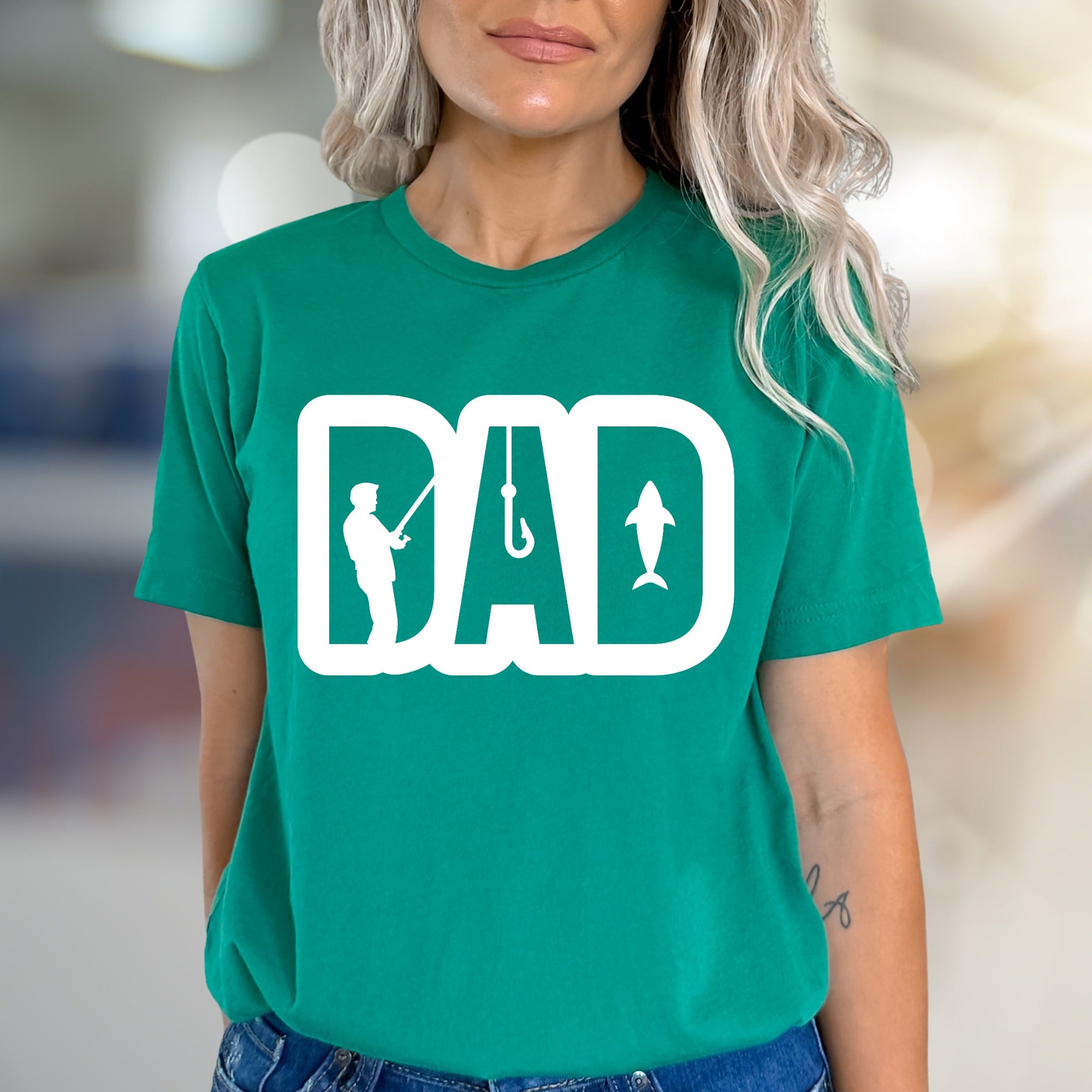 "DAD" Fishing Enthusiast Graphic Tee, a Heartfelt Pick for Fathers