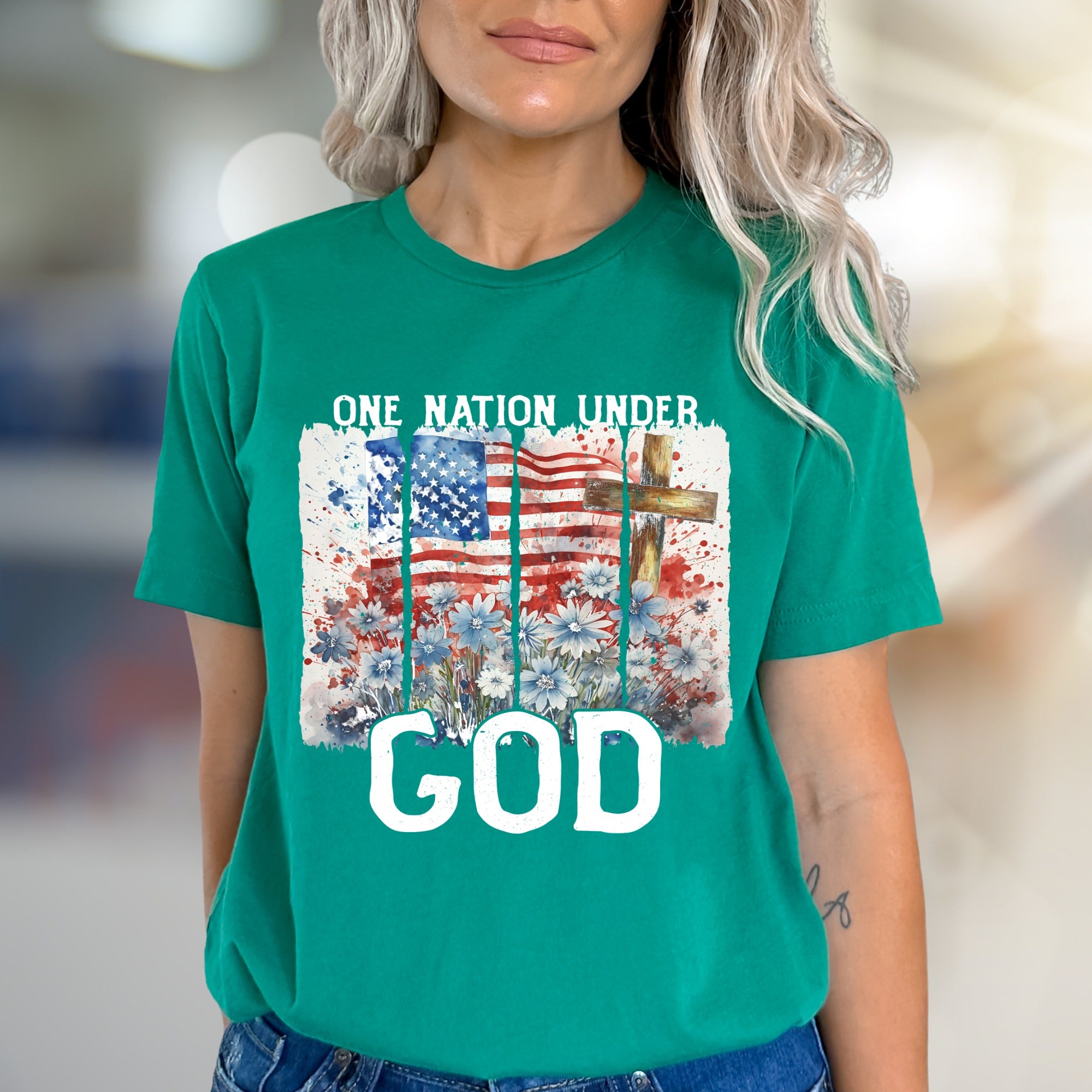 "ONE NATION UNDER GOD" American Flag Graphic Tee, a Patriotic Faith Pick for All