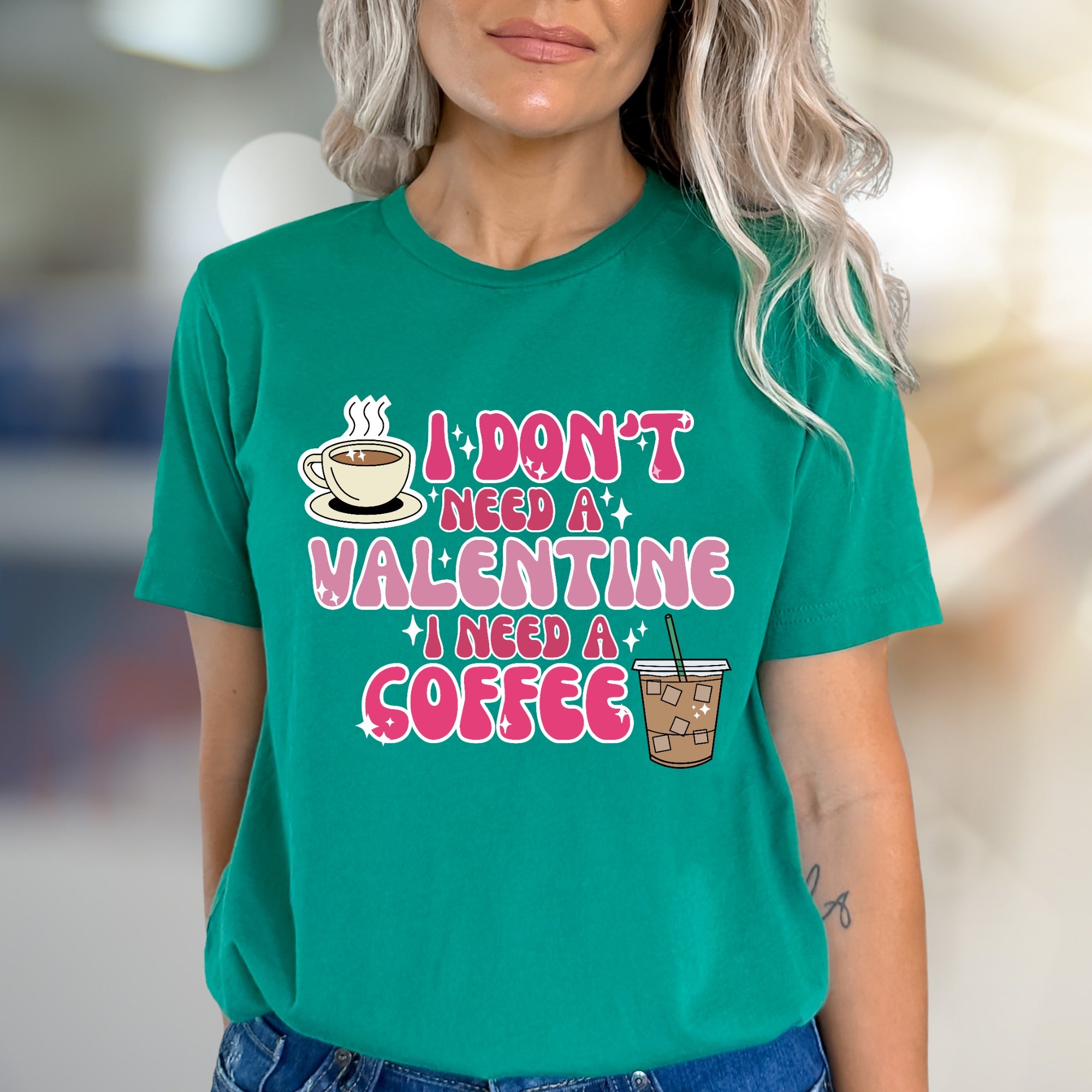 "I Don't Need A Valentine I Need A Coffee" Retro Graphic Tee, a Coffee Lover's Statement
