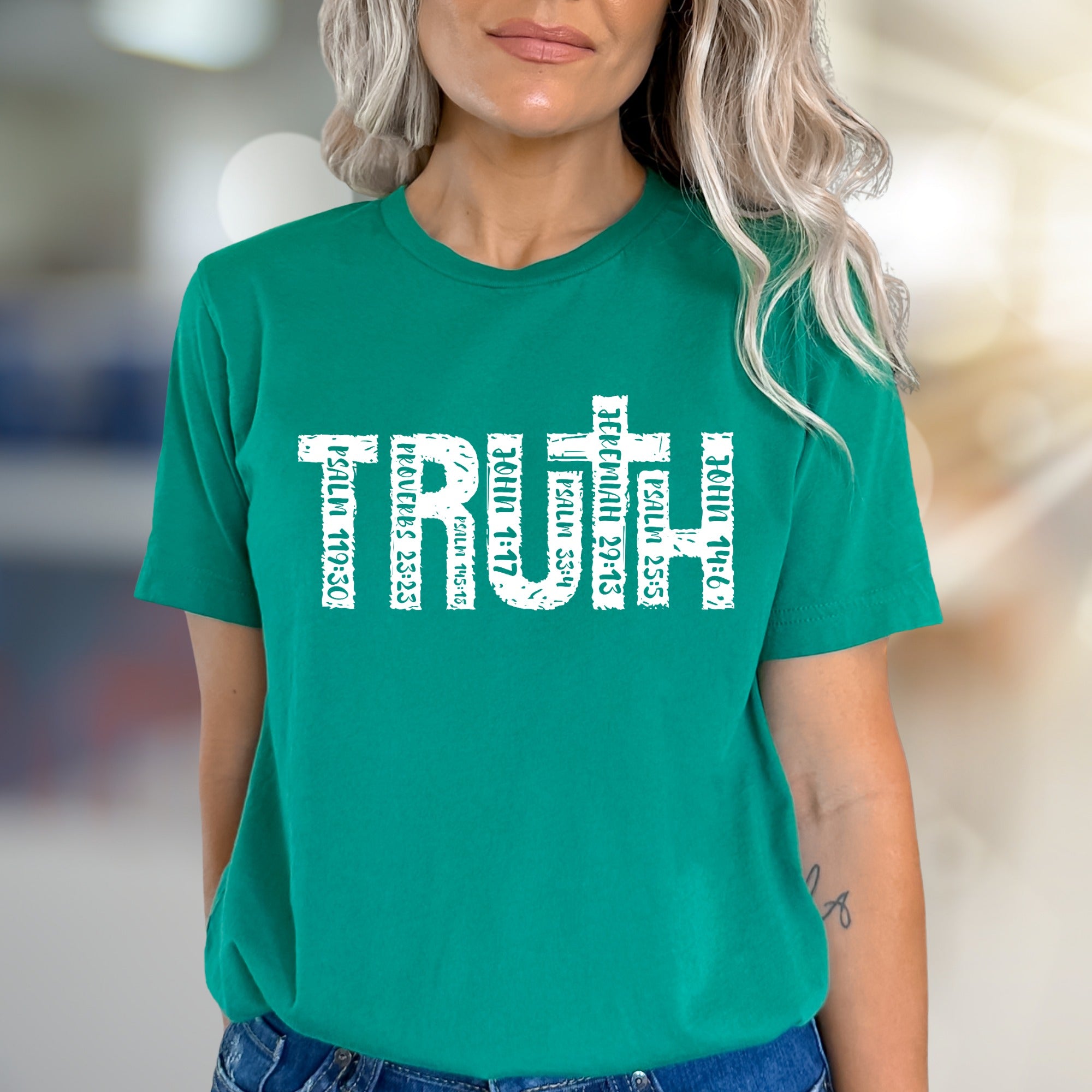"TRUTH" Scripture Distressed Graphic Tee, a Faith-Inspired Pick for Believers