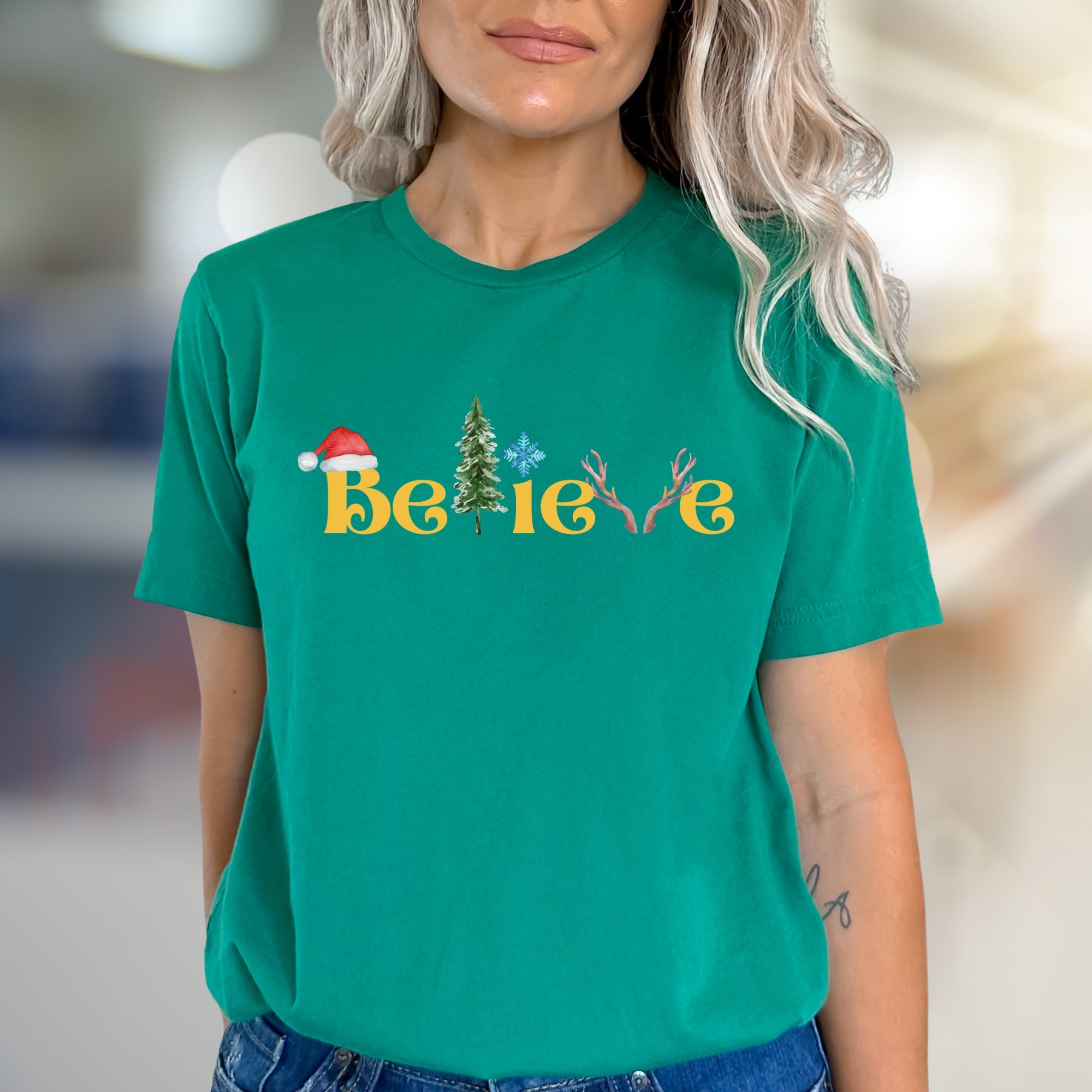 "BElieve" Festive Typography Graphic Tee, a Winter Holiday Pick for Everyone