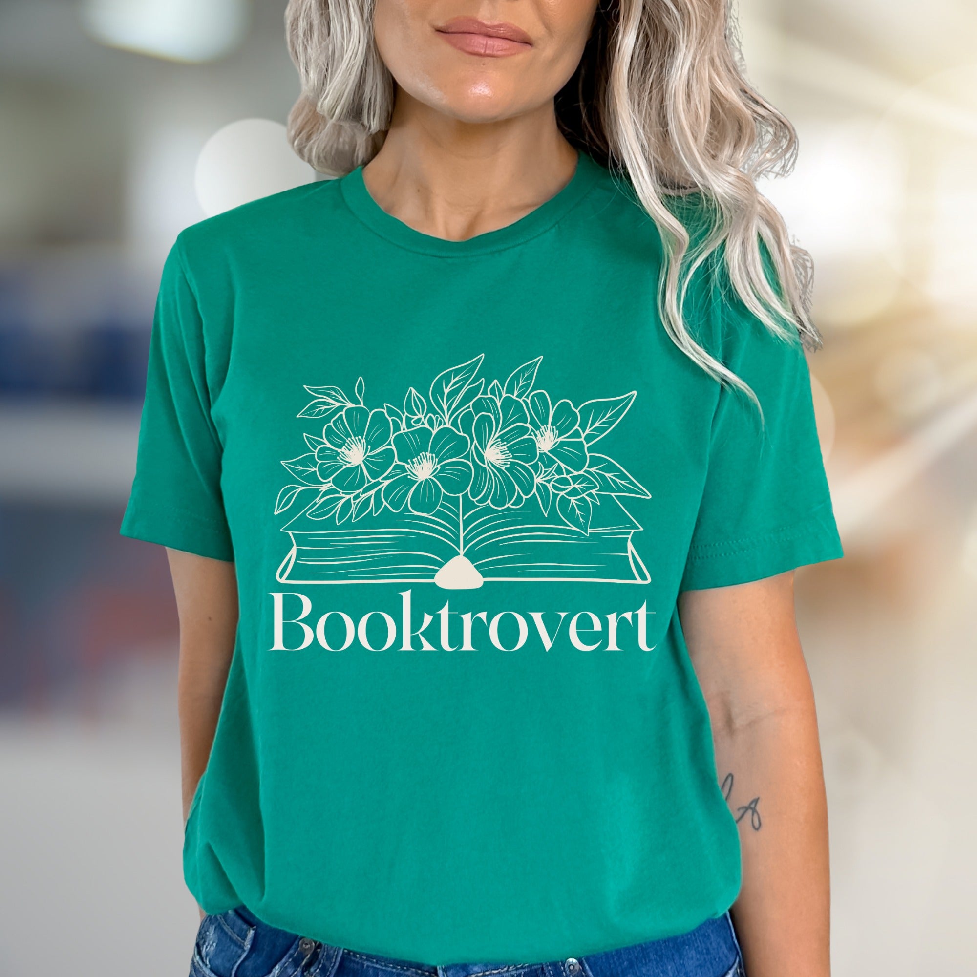 "Booktrovert" Floral Book Graphic Tee, a Reading Lover's Unisex Tee