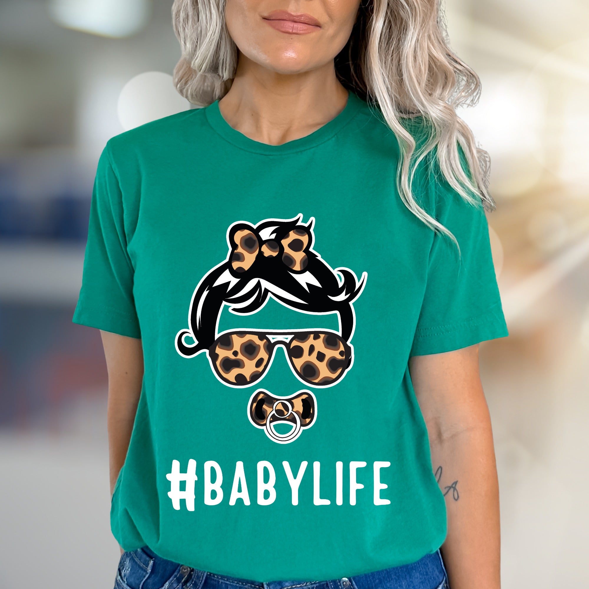#BABYLIFE Leopard Mama Graphic Tee, a Trendy Mom Life Pick for New Parents
