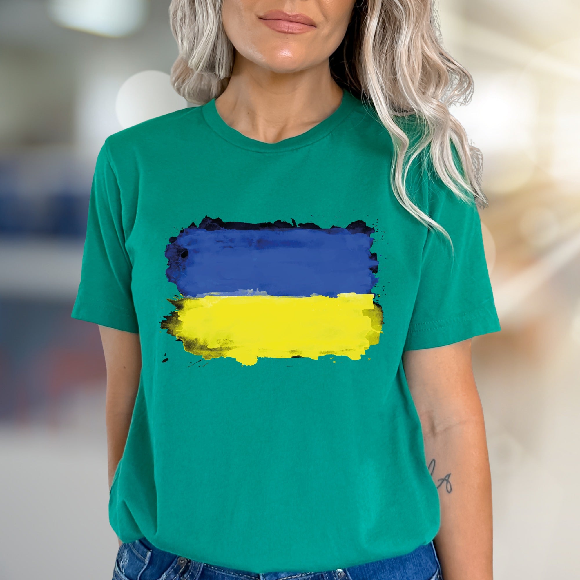 Abstract Ukraine Flag Graphic Tee, A Patriotic Statement for Supporters