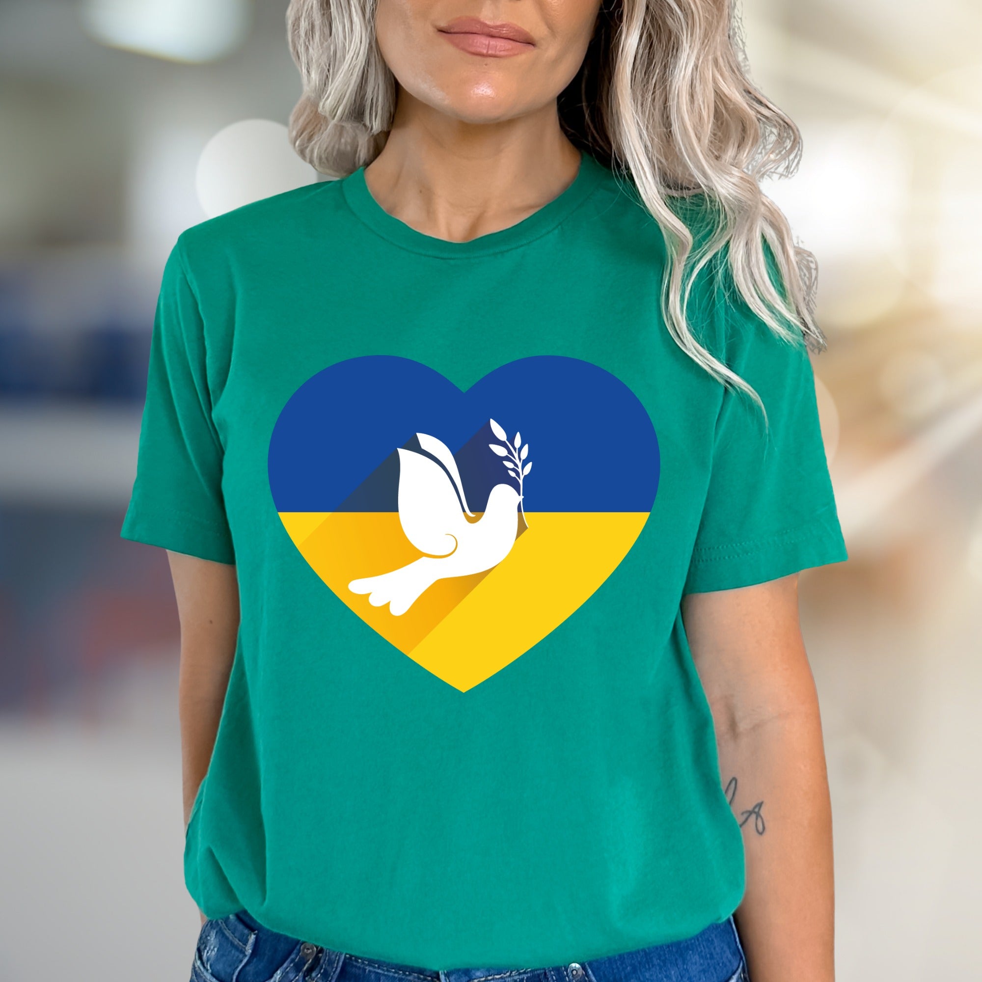Heart Ukraine Flag Dove Tee, A Statement of Peace for Advocates