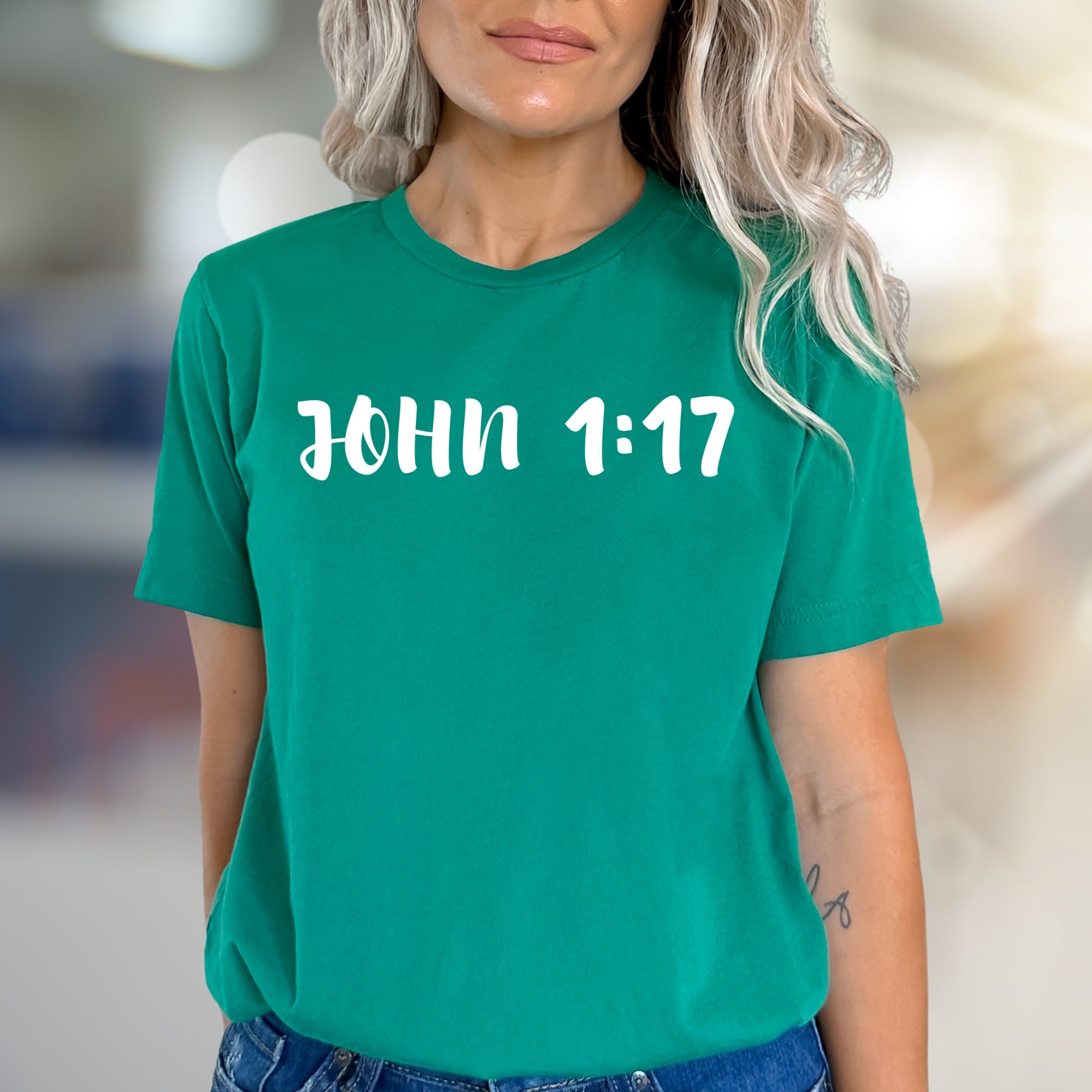 "JOHN 1:17" Scripture Graphic Tee, an Inspirational Pick for Believers