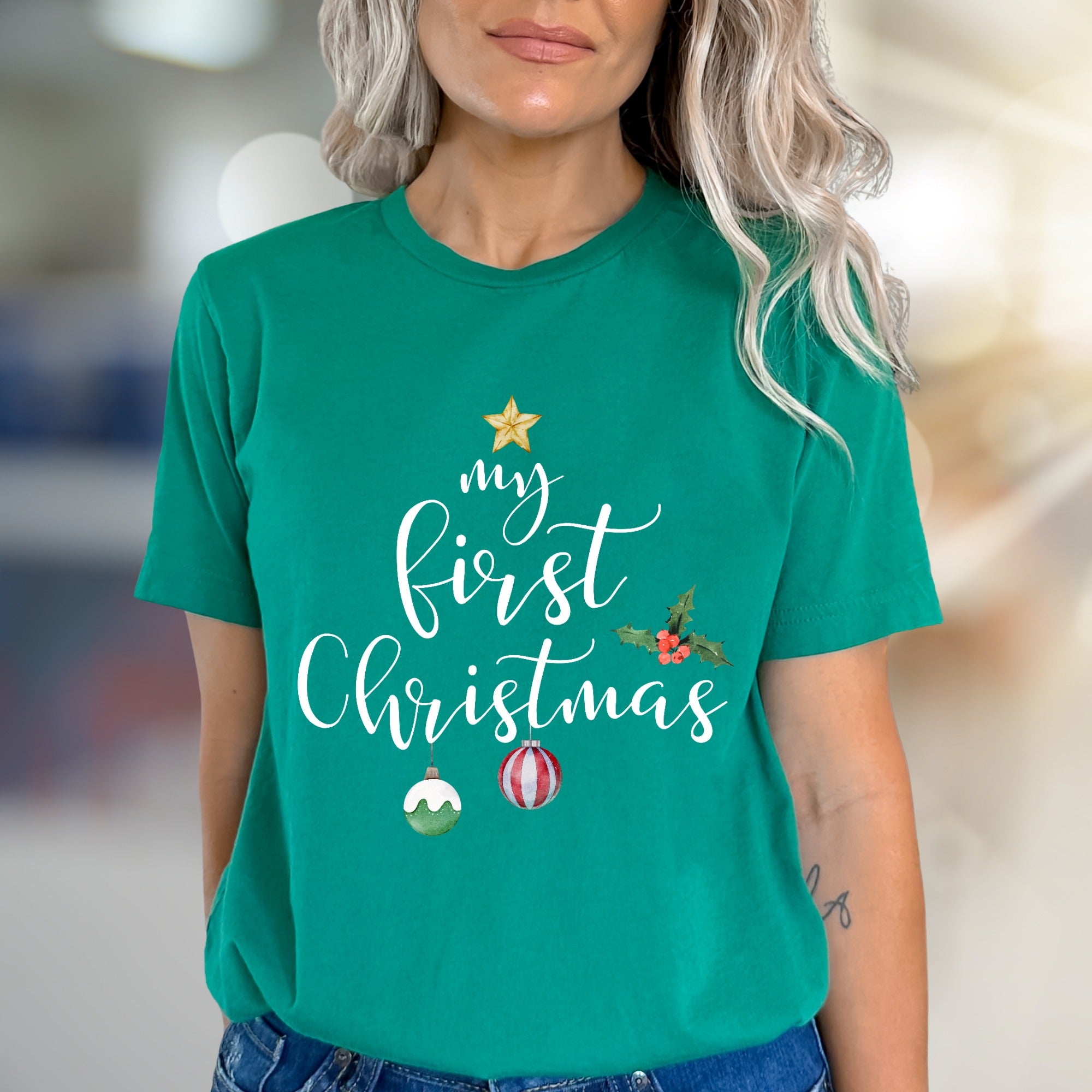 "my first Christmas" Festive Graphic Tee, a Heartwarming Pick for New Parents