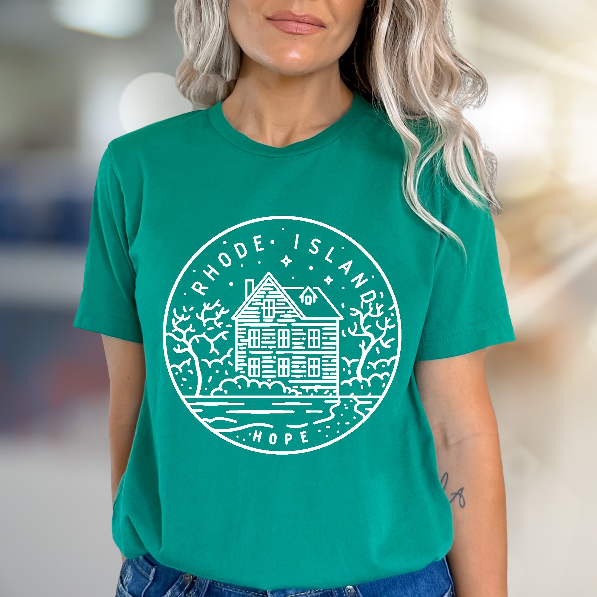 "Rhode Island Hope" Coastal House Graphic Tee, a Nautical Charm Pick for Locals & Lovers
