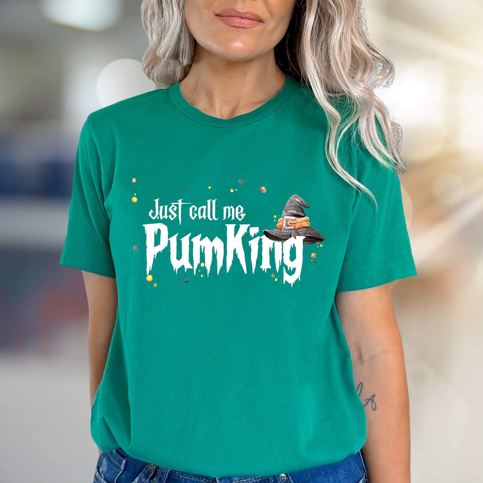 "Just Call Me PumKing" Halloween Graphic Tee, a Spooky Chic Pick for Holiday Enthusiasts