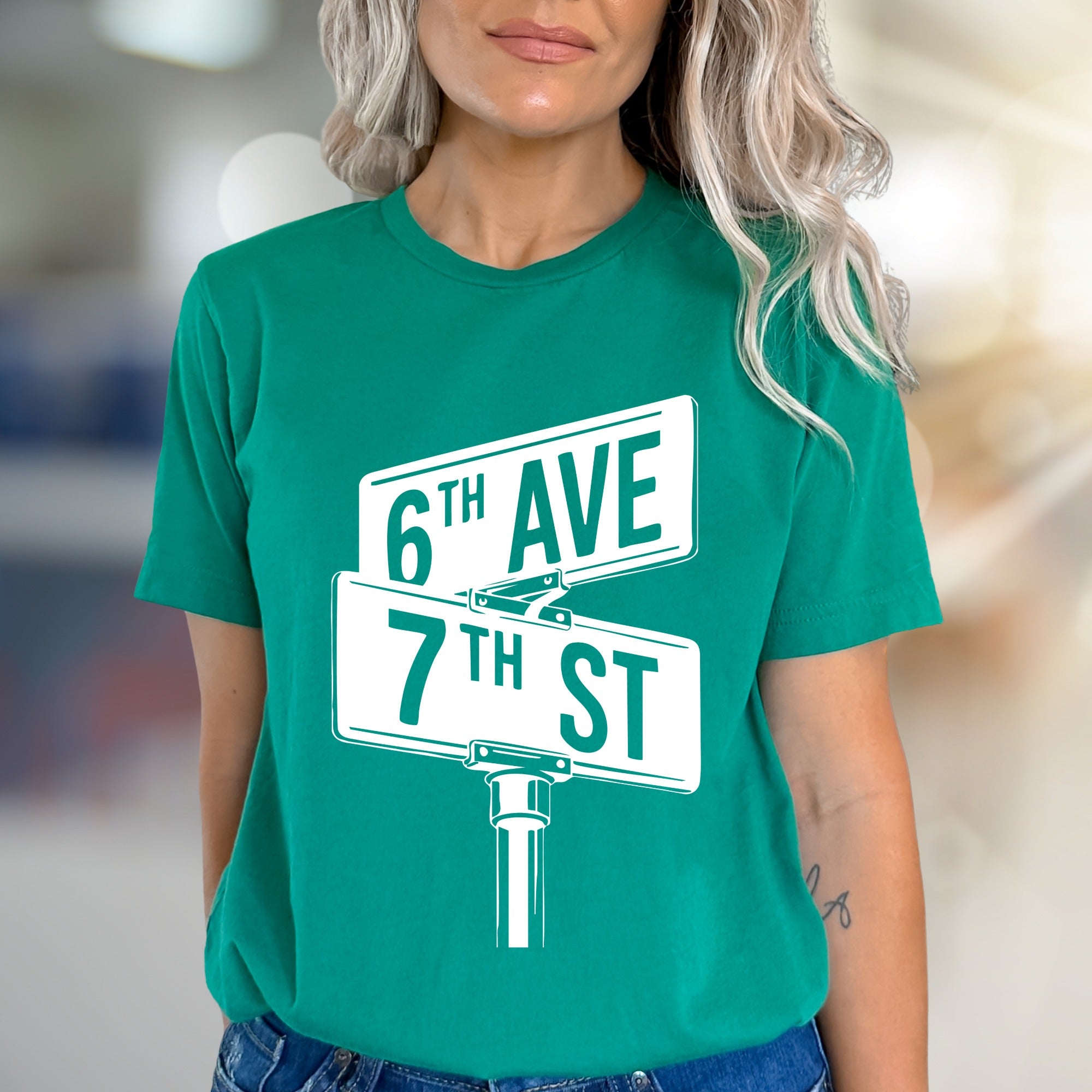 "6th Ave 7th St" NYC Street Sign Graphic Tee, a City Lover's Pick for Urban Explorers