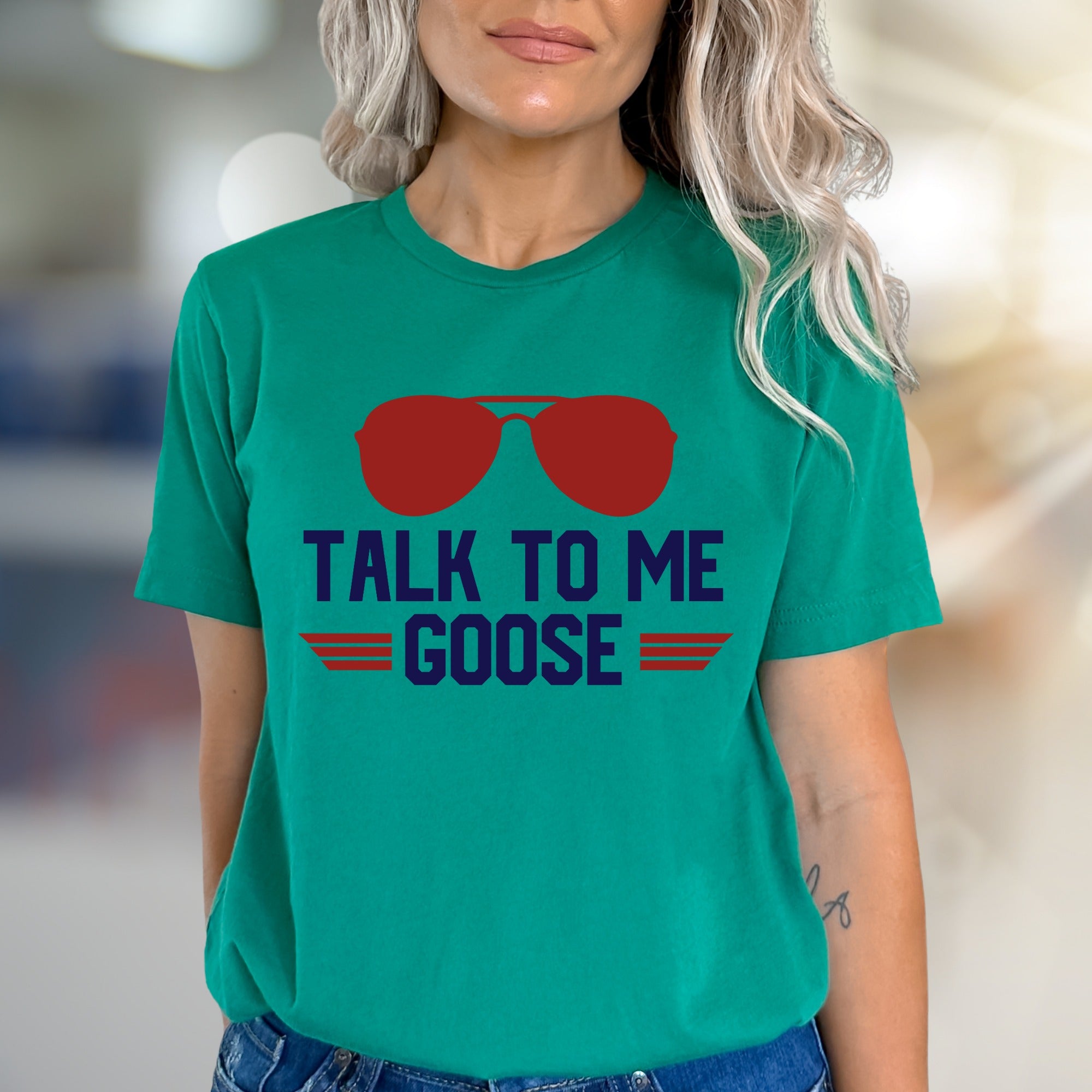 "Talk To Me Goose" Aviator Graphic Tee, a Maverick Fan Pick for Movie Lovers