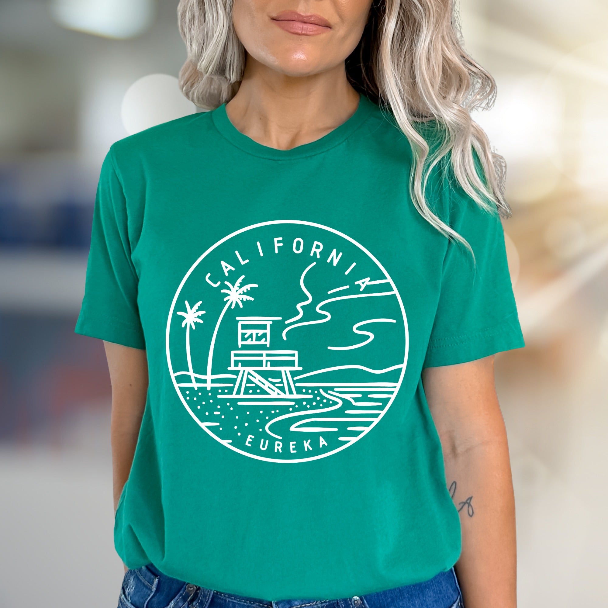"CALIFORNIA EUREKA" Coastal Horizon Graphic Tee, a Beach Vibes Pick for Travelers