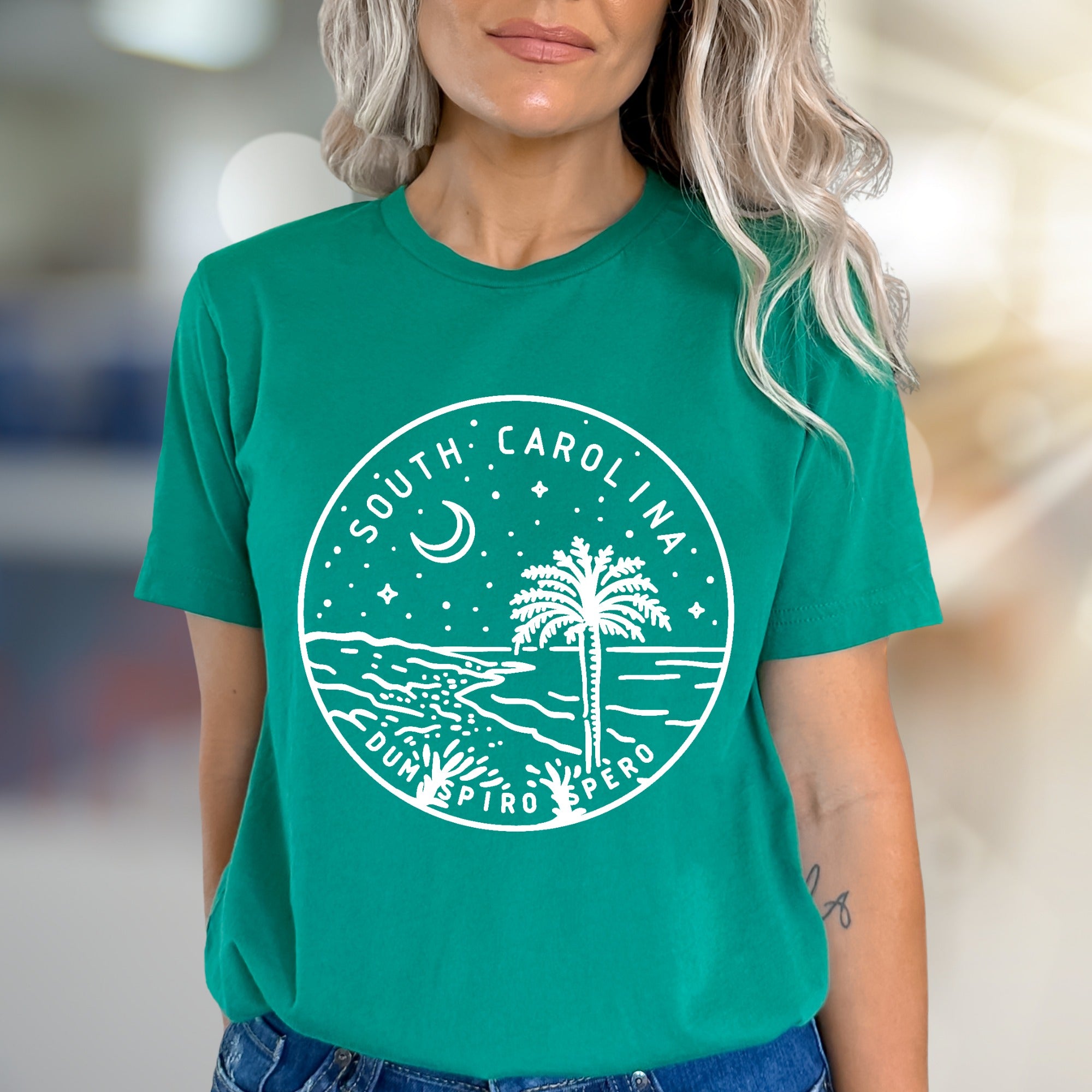 "South Carolina Dum Spiro Spero" Coastal Vibes Graphic Tee, a State Pride Pick for Locals & Travelers