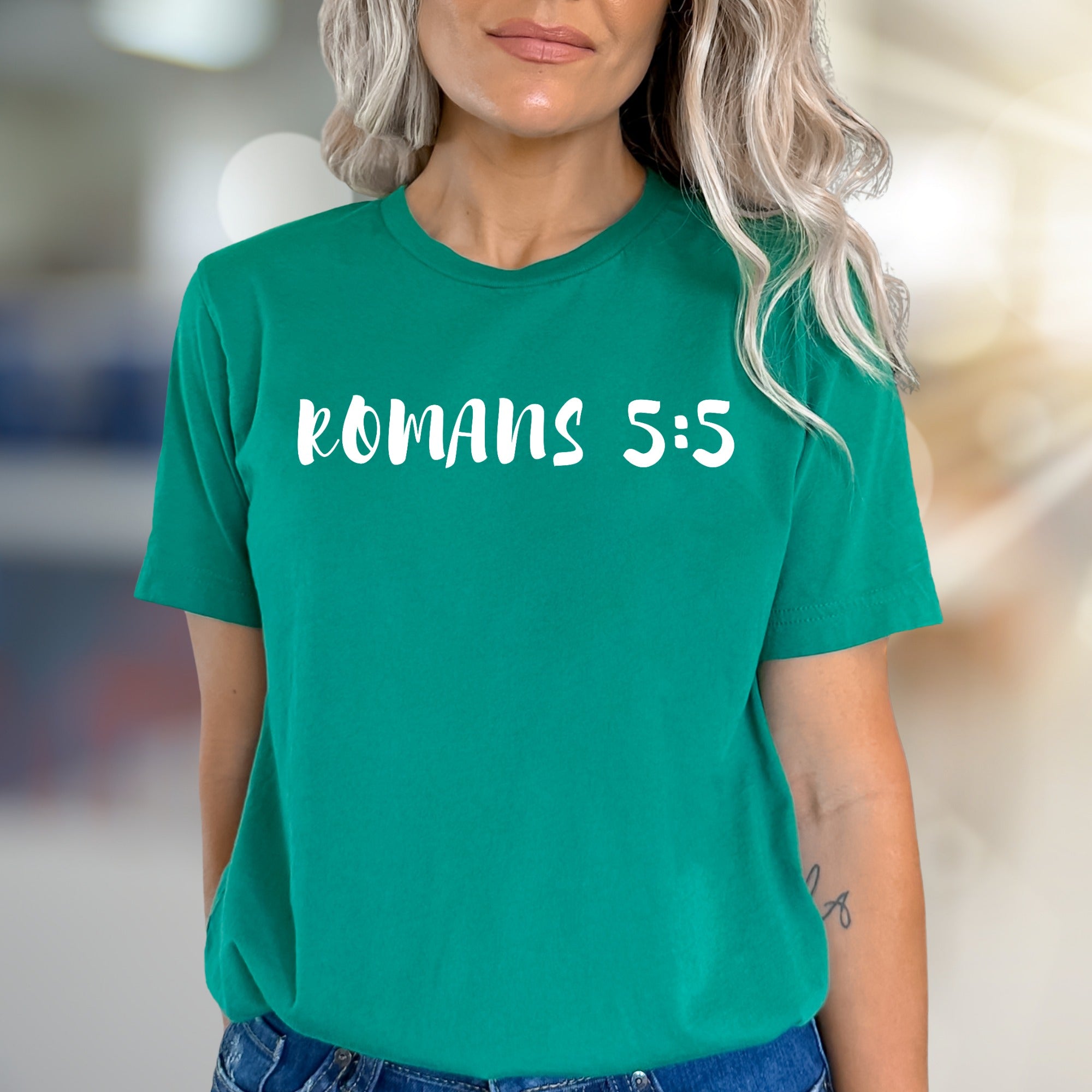 "ROMANS 5:5" Faith Inspired Graphic Tee, a Spiritual Pick for Believers