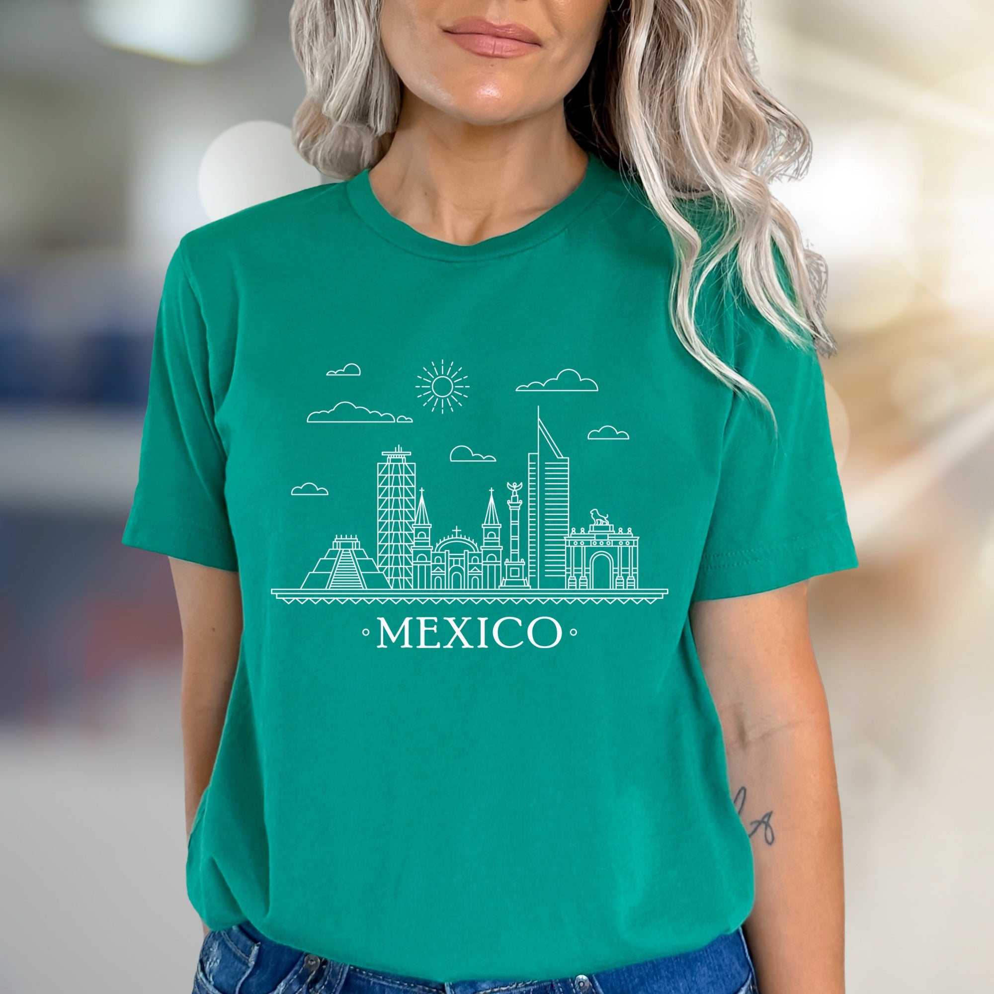 "Mexico" Skyline Art Graphic Tee, a Travel Souvenir for City Enthusiasts
