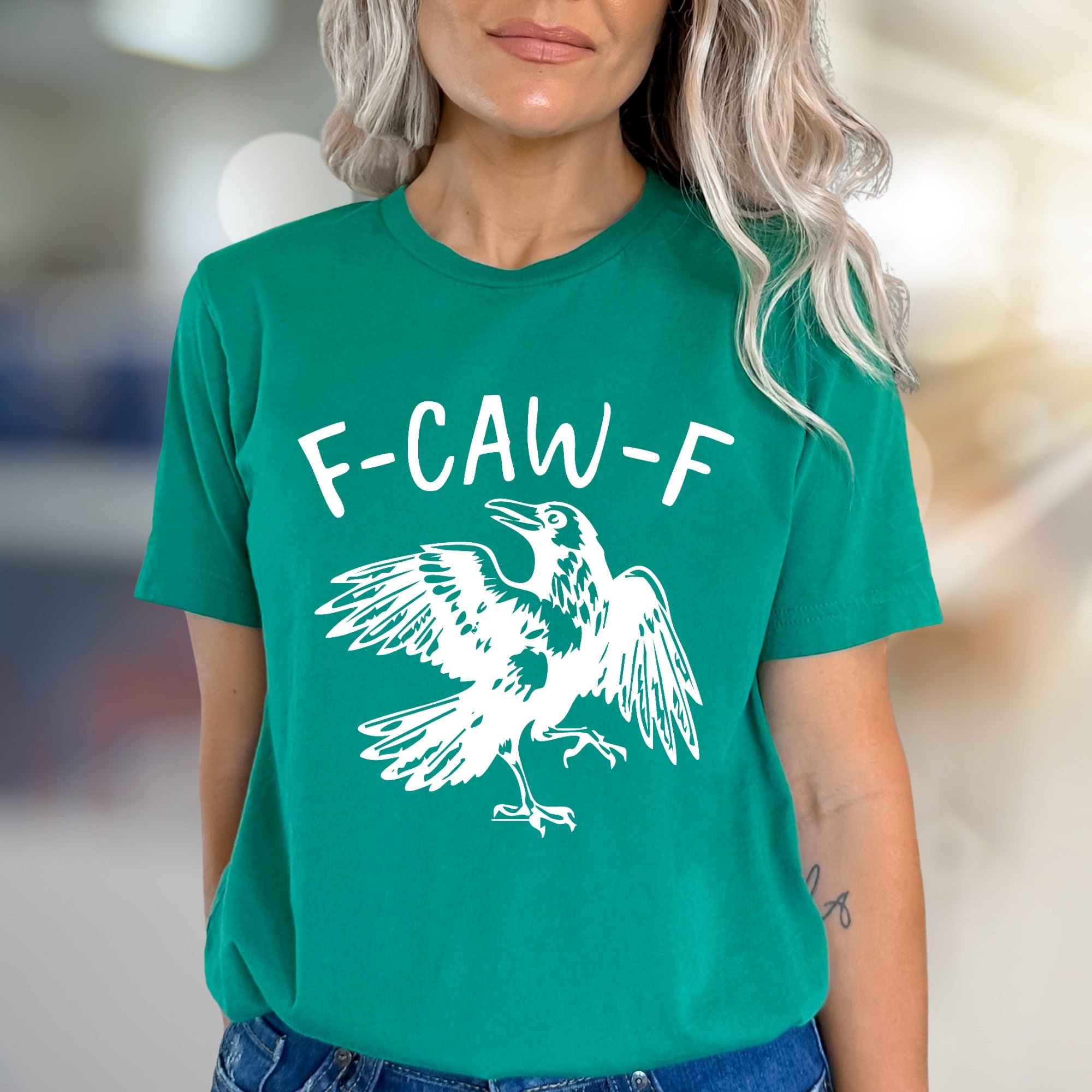 "F-CAW-F" Crow Design Graphic Tee, a Witty Animal Lover Pick for Everyone