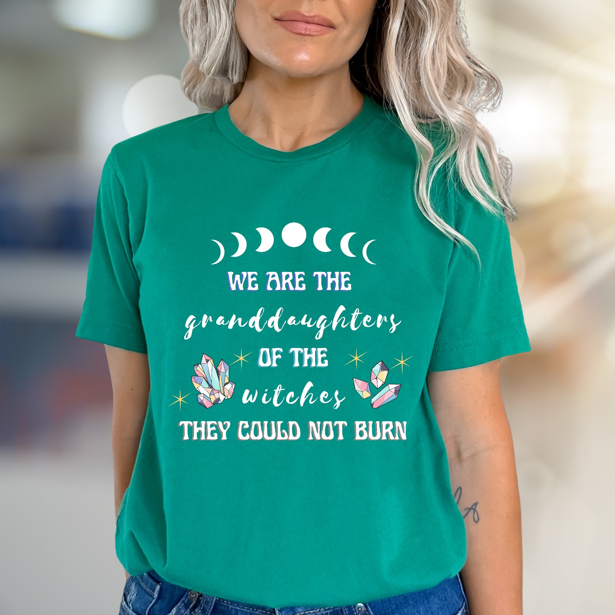 "We Are The Granddaughters" Witchy Moon Phases Graphic Tee, a Empowering Statement for Free Spirits