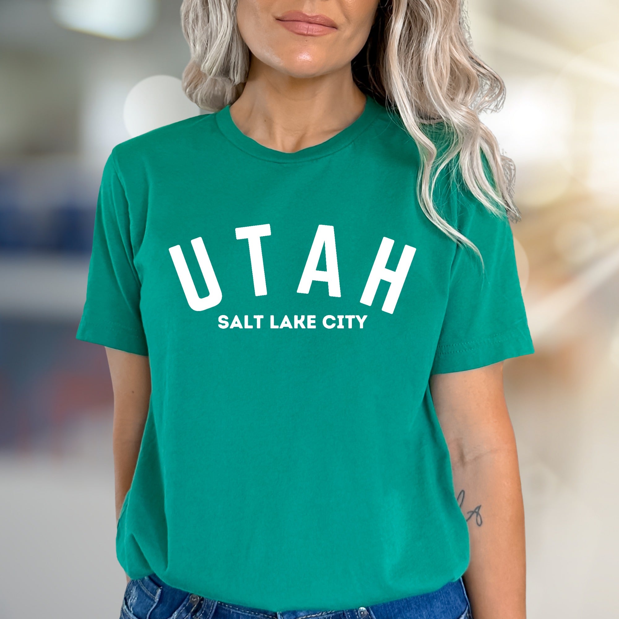 "Utah Salt Lake City" Minimalist Graphic Tee, a State Pride Pick for Travelers