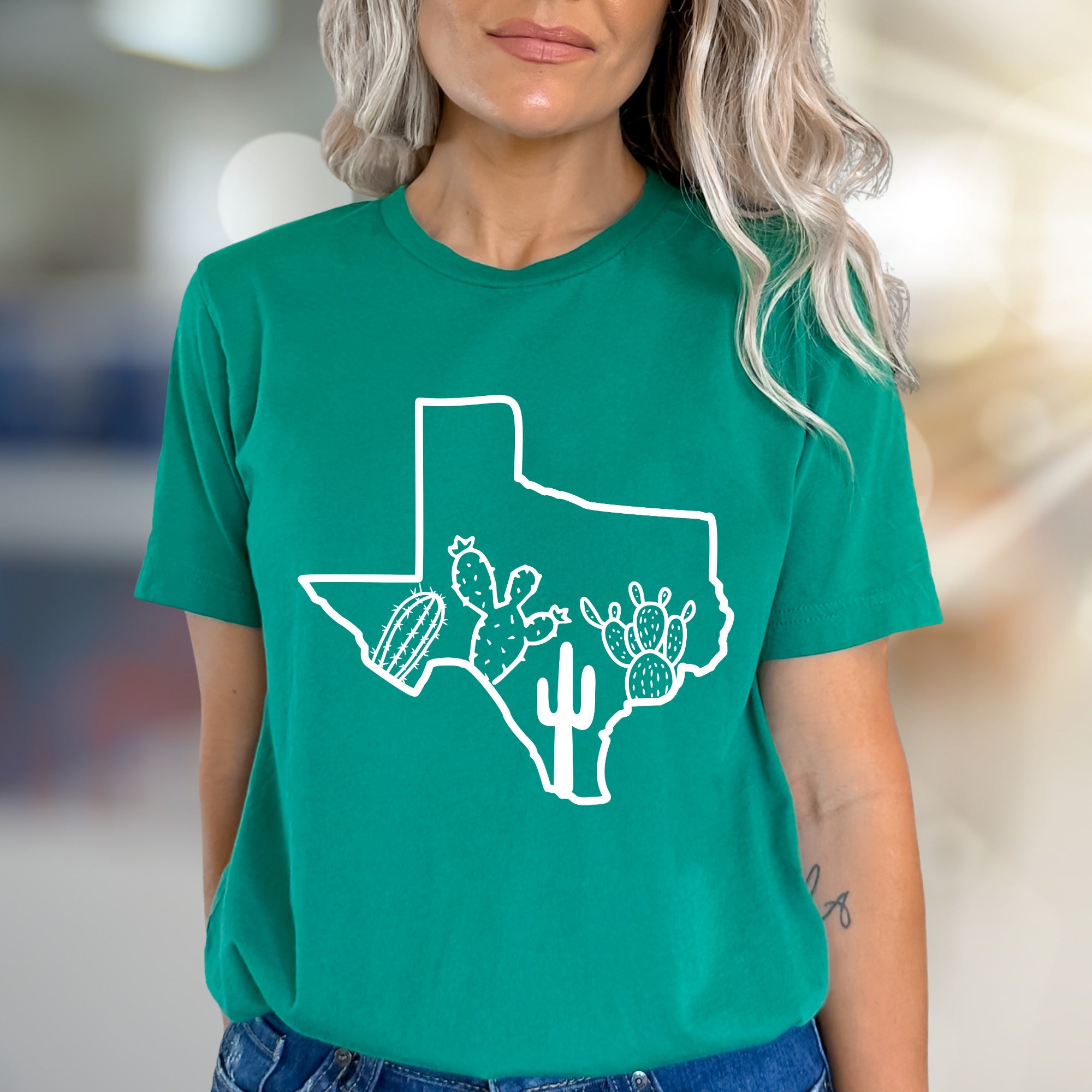 Texas Cactus Outline Graphic Tee, a Desert Chic Pick for State Pride Advocates