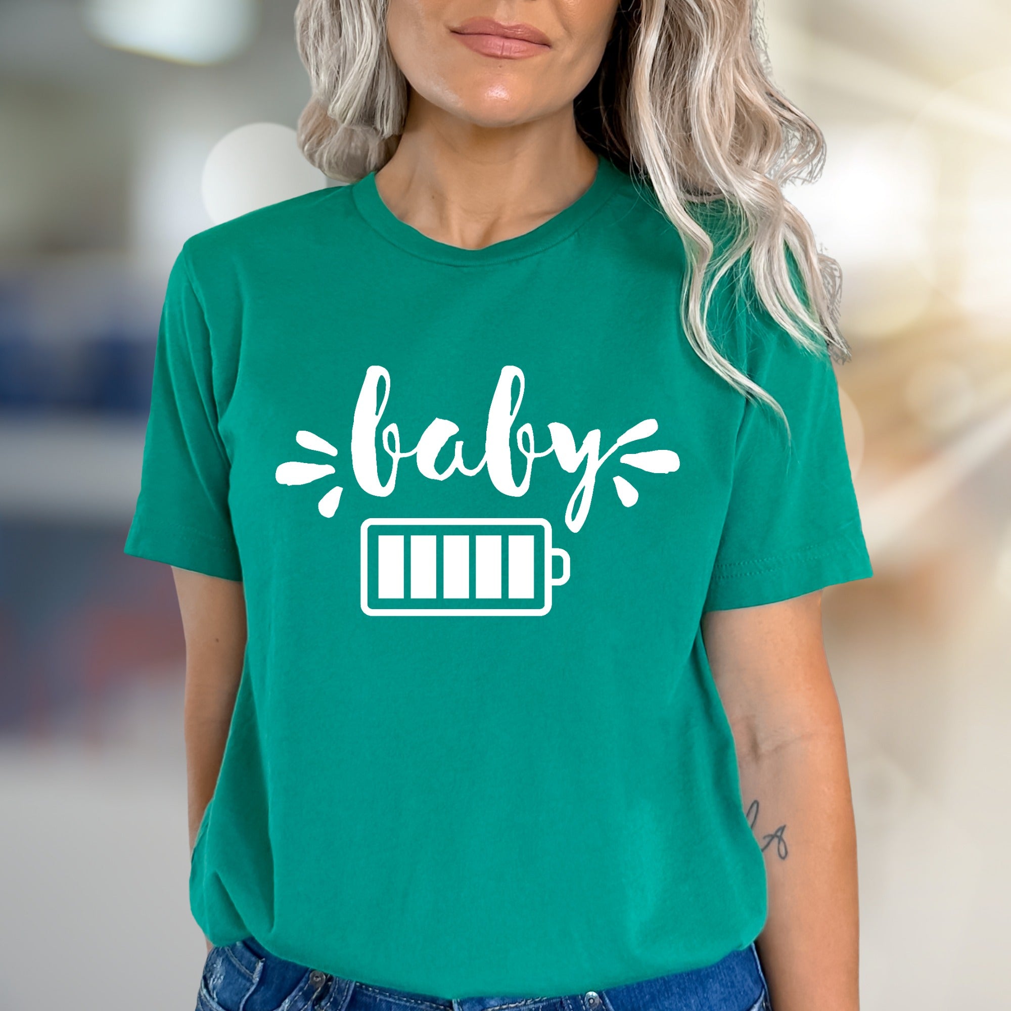 "Baby" Battery Low Graphic Tee, a Parent's Reality Pick for Moms & Dads