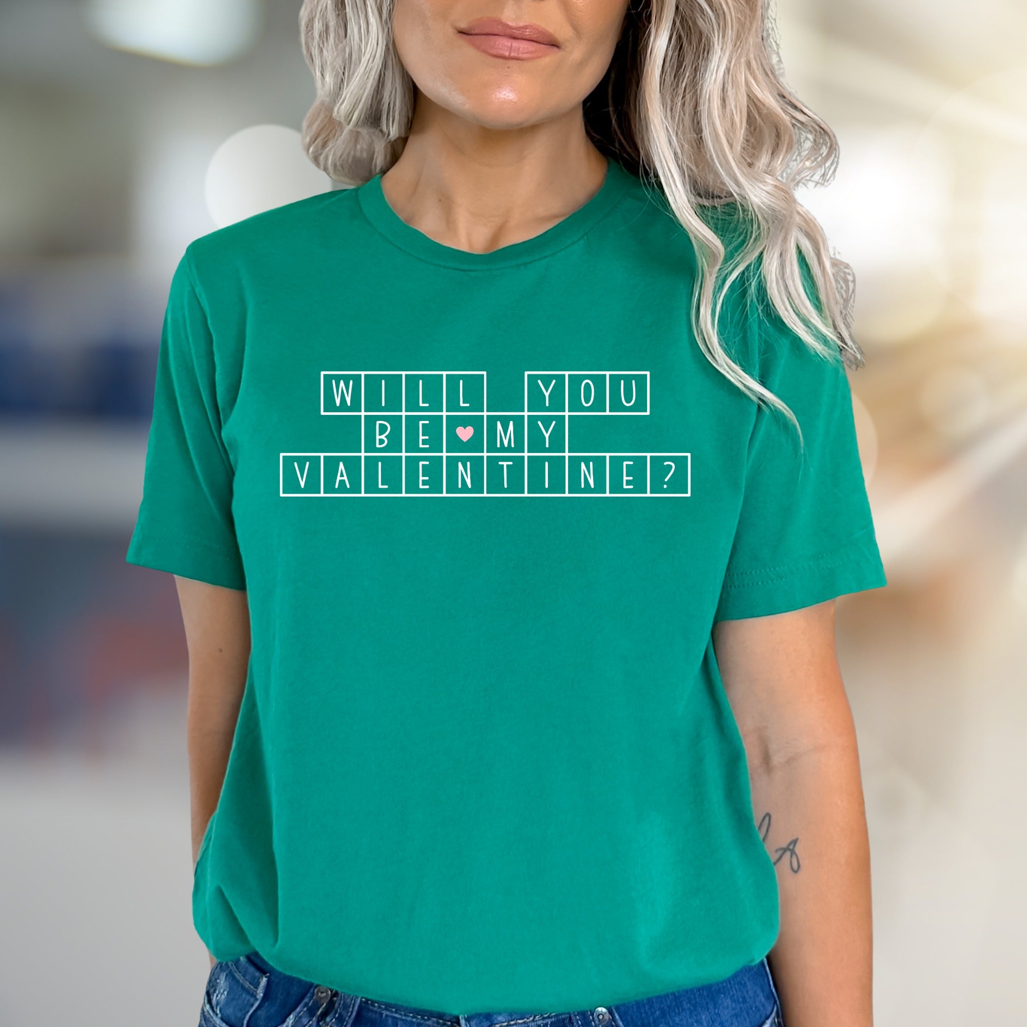 "Will You Be My Valentine?" Scrabble Graphic Tee, A Romantic Pick for Sweethearts