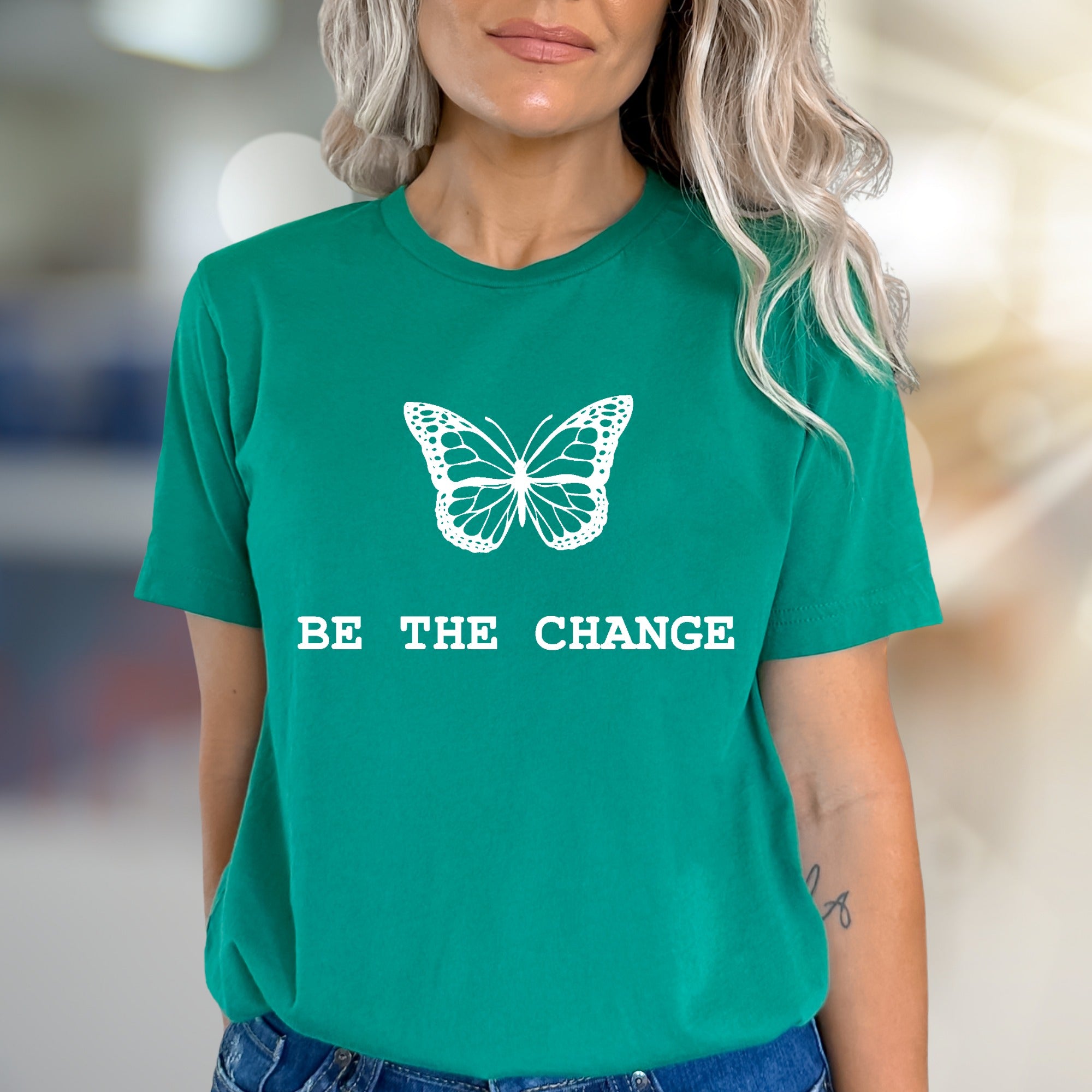 "BE THE CHANGE" Butterfly Graphic Tee, an Empowering Pick for Activists