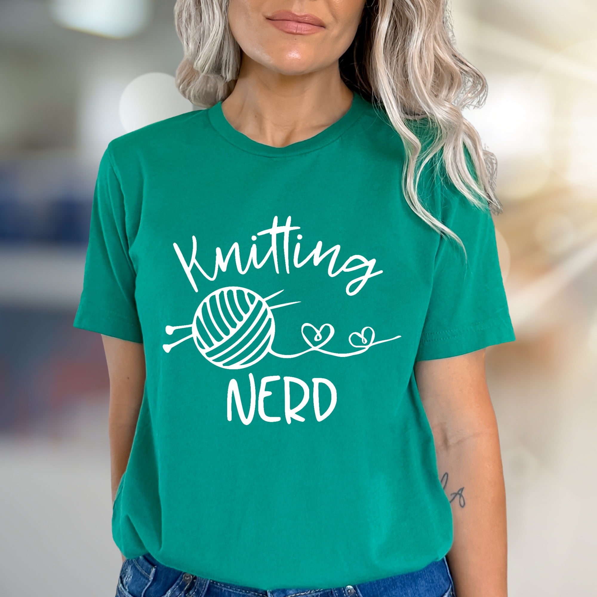 "Knitting NERD" Crafty Enthusiast Graphic Tee, a Hobbyist Pick for Makers