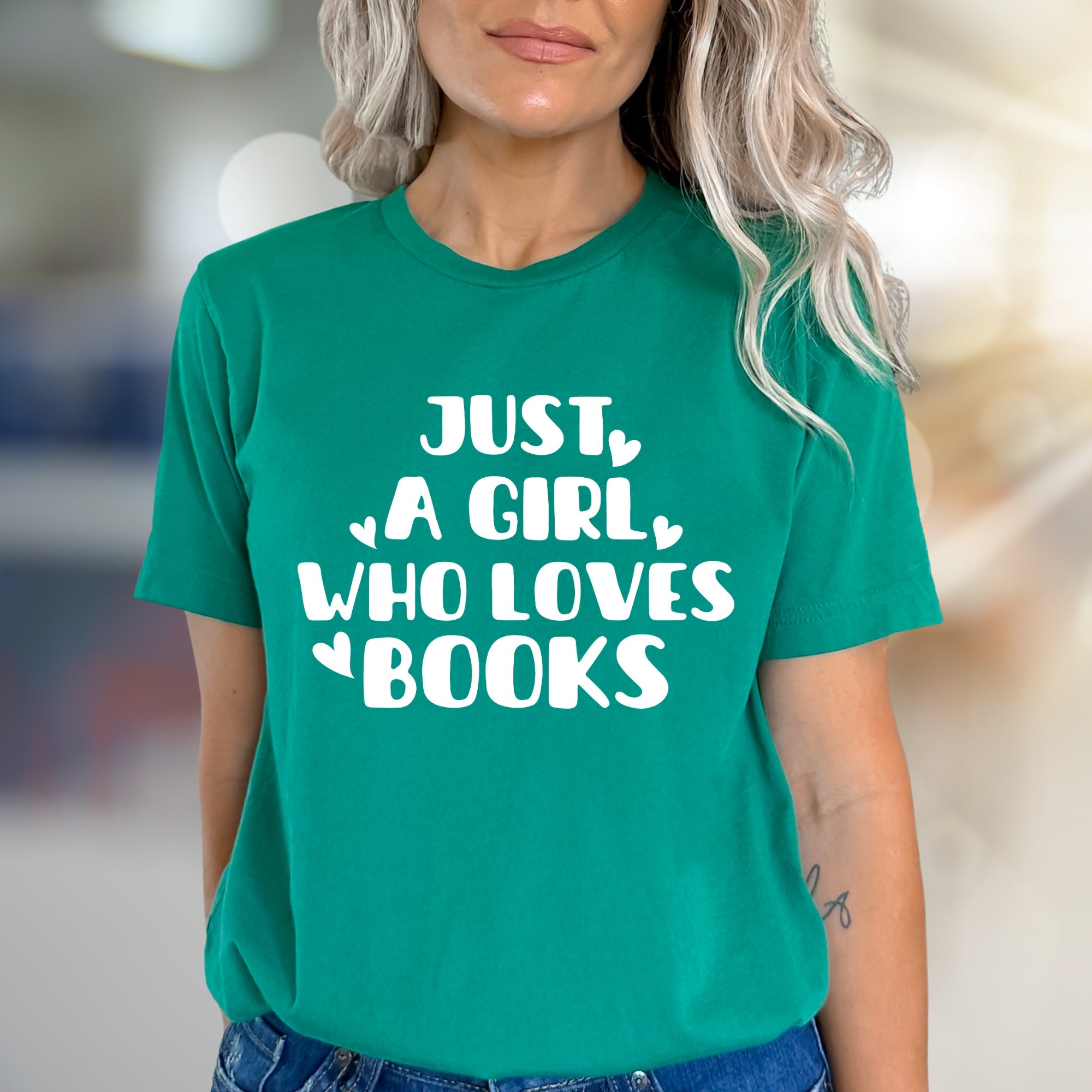 "Just A Girl Who Loves Books" Literary Graphic Tee, A Cozy Read for Bookworms