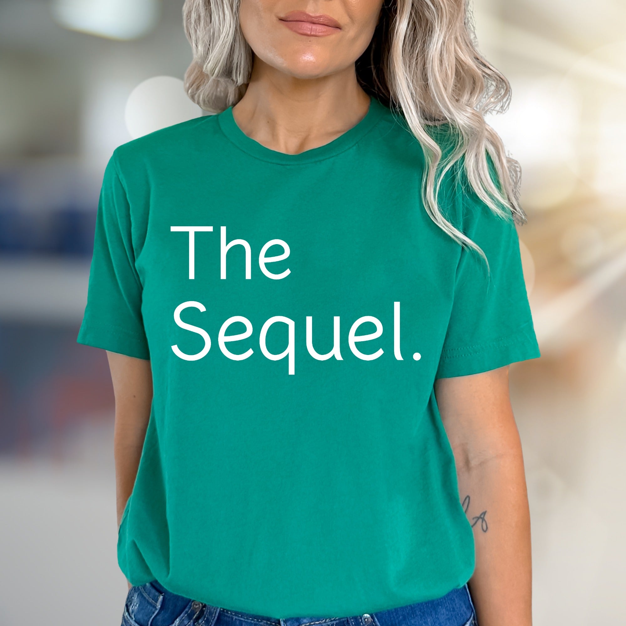 "The Sequel." Minimalist Text Graphic Tee, a Witty Pick for Movie Lovers