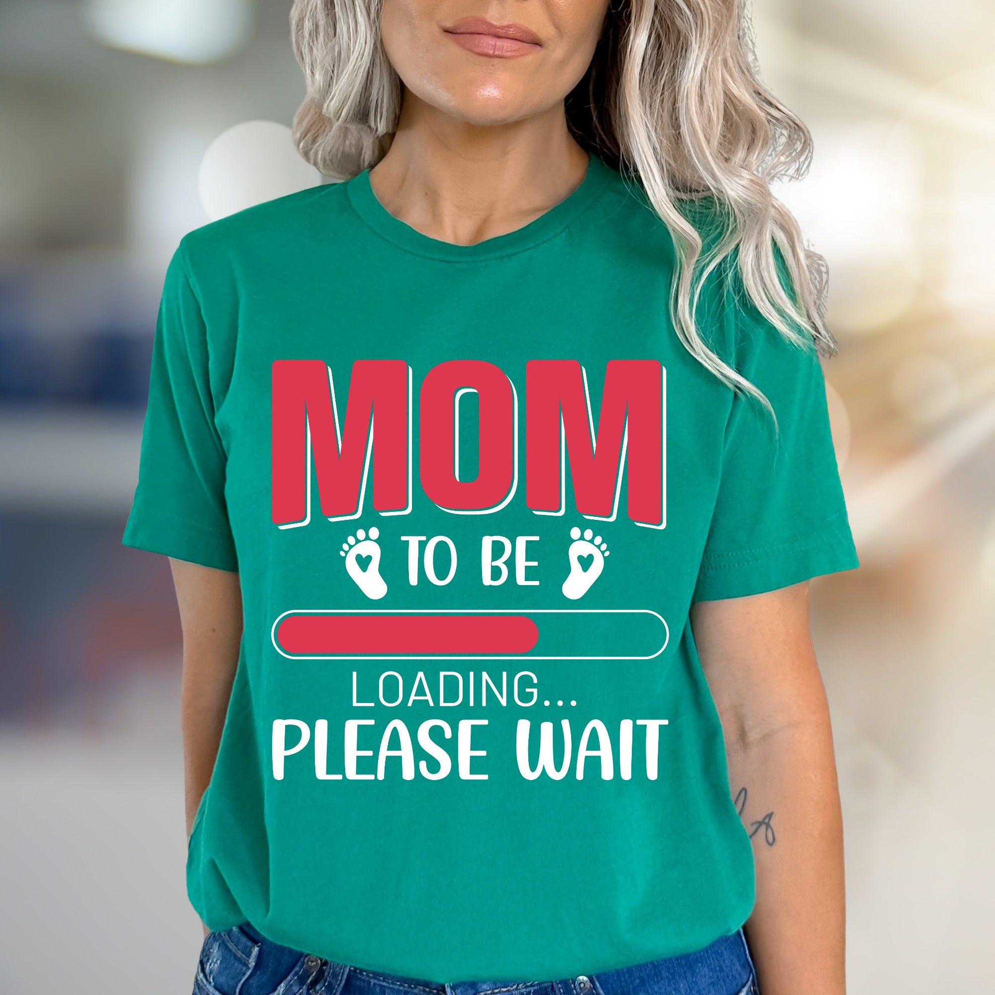 "Mom to Be Loading... Please Wait" Pregnancy Reveal Graphic Tee, a Future Mom Pick for Baby Showers
