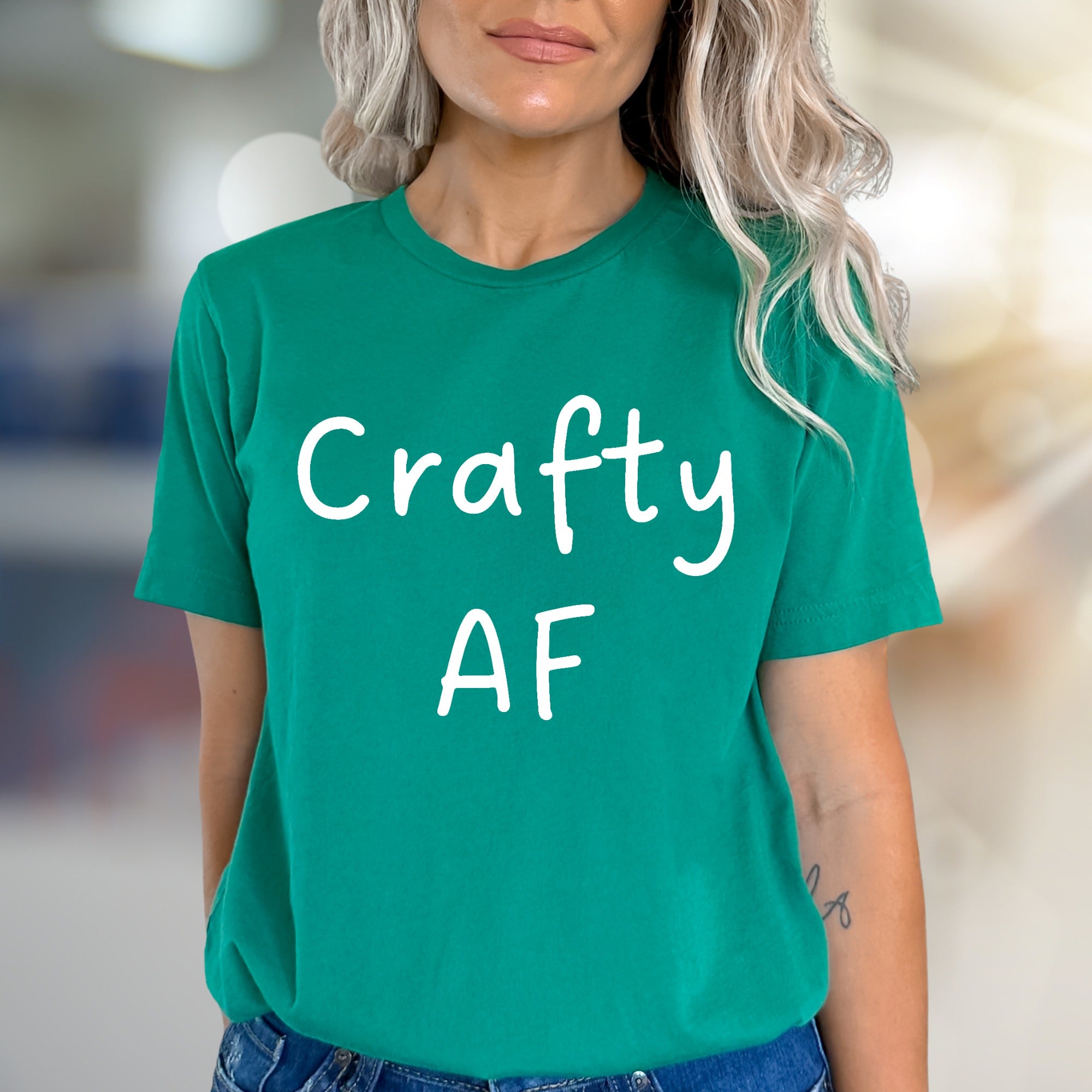 "Crafty AF" Fun Text Graphic Tee, A Creative Expression Unisex Tee