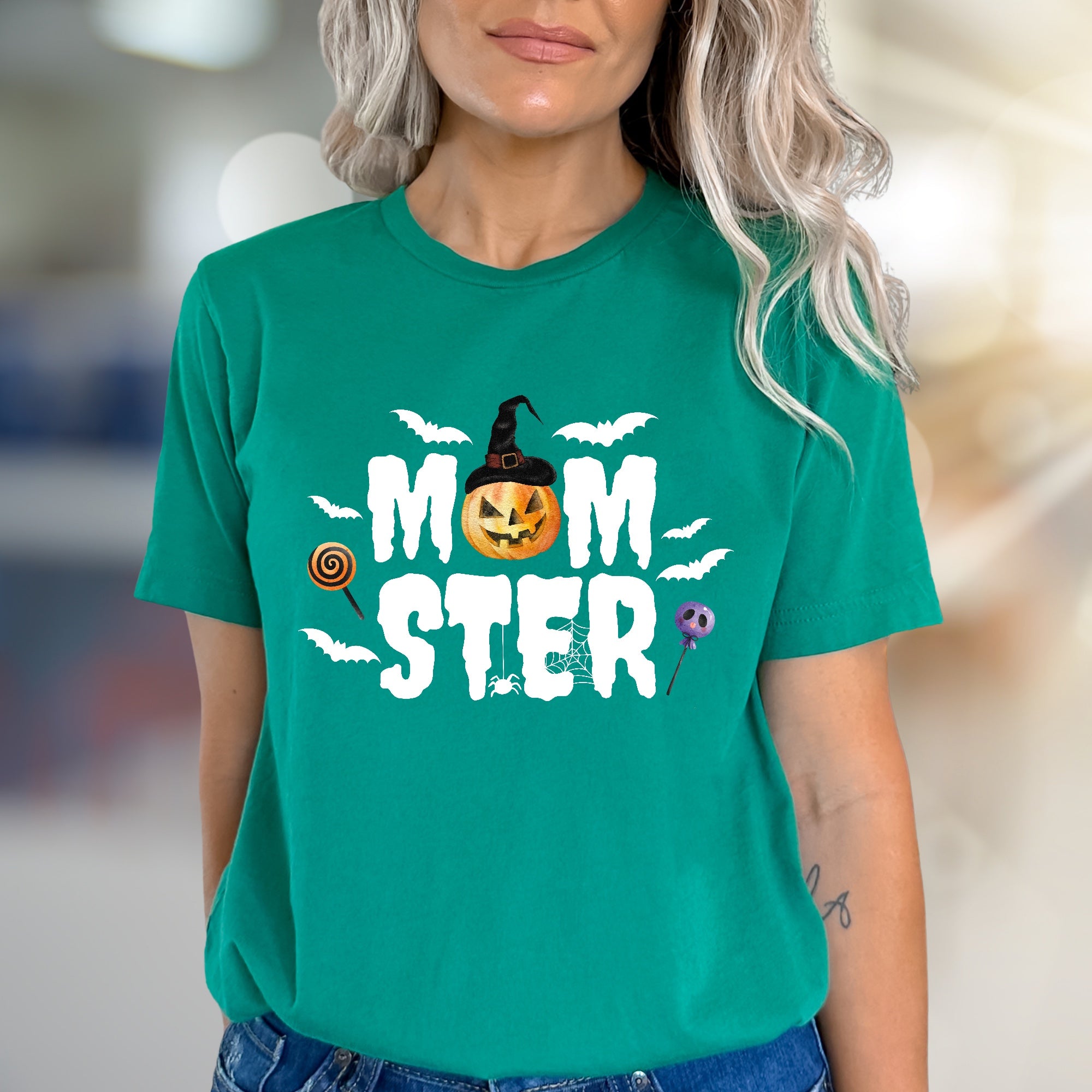 "MOM STER" Halloween Graphic Tee, a Spooky-Cute Pick for Festive Moms