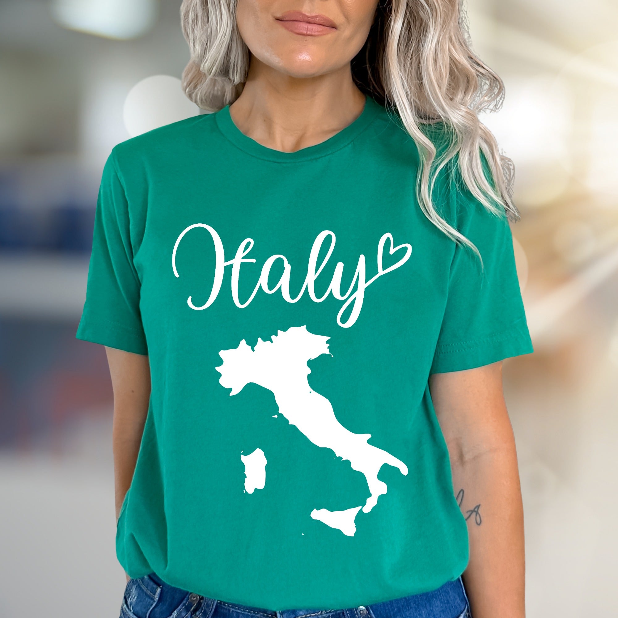 "Italy" Script Map Graphic Tee, a Wanderlust Pick for Globetrotters