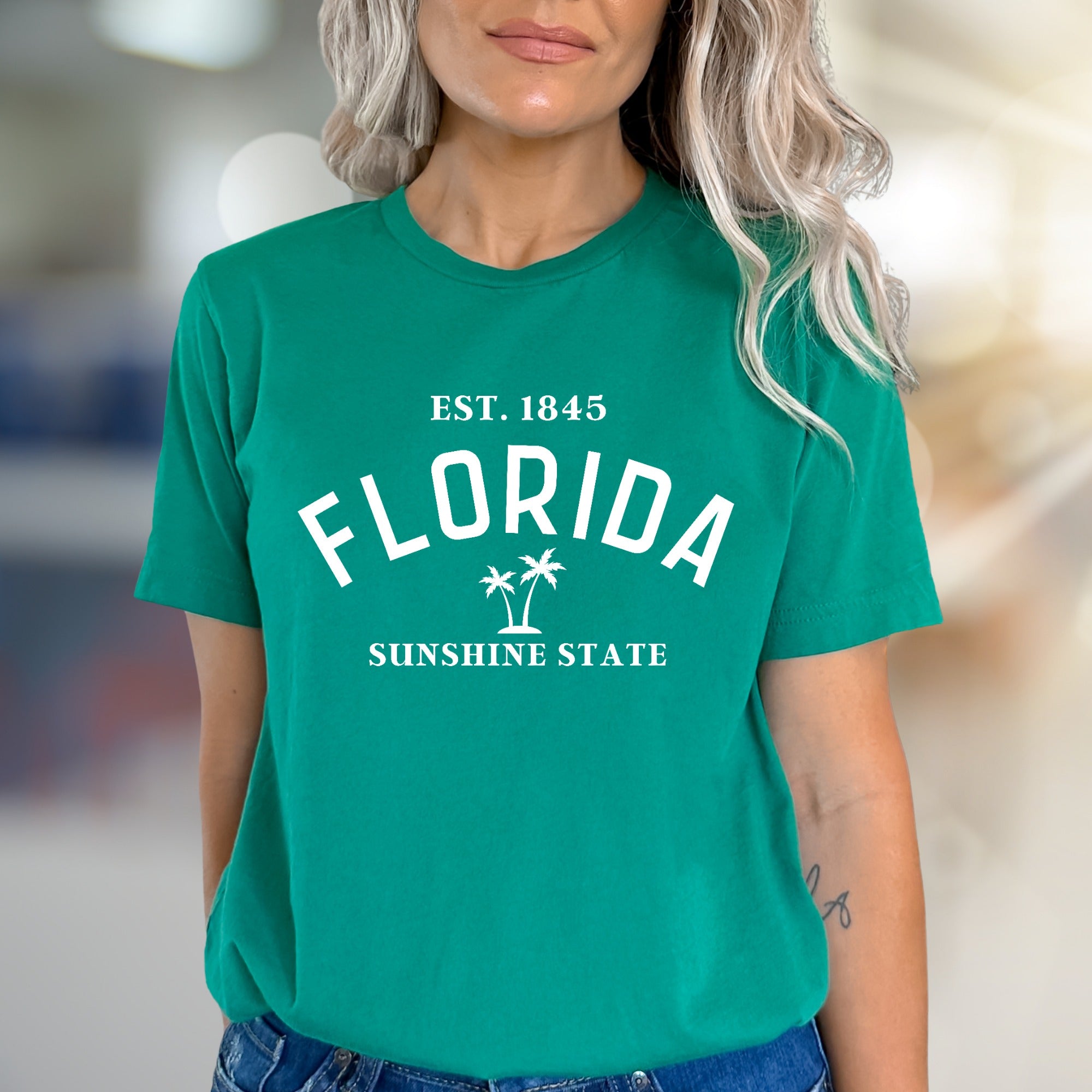 "EST. 1845 FLORIDA Sunshine State" Vintage Florida Graphic Tee, a Coastal Vibe Pick for Travel Enthusiasts