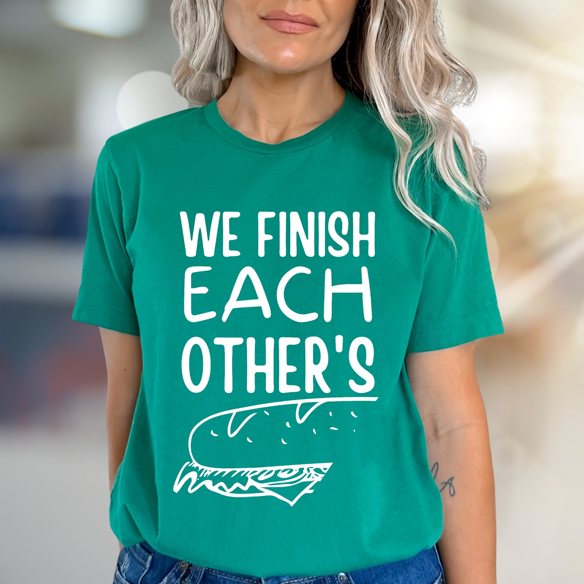 "WE FINISH EACH OTHER'S" Sandwich Graphic Tee, A Culinary Charm for Foodies