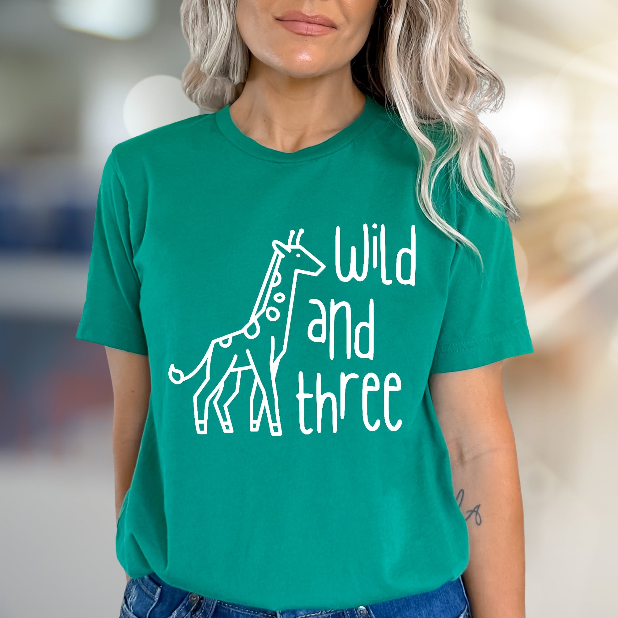 "Wild and Three" Giraffe Graphic Tee, a Birthday Adventure Pick for Fun-Loving Adults