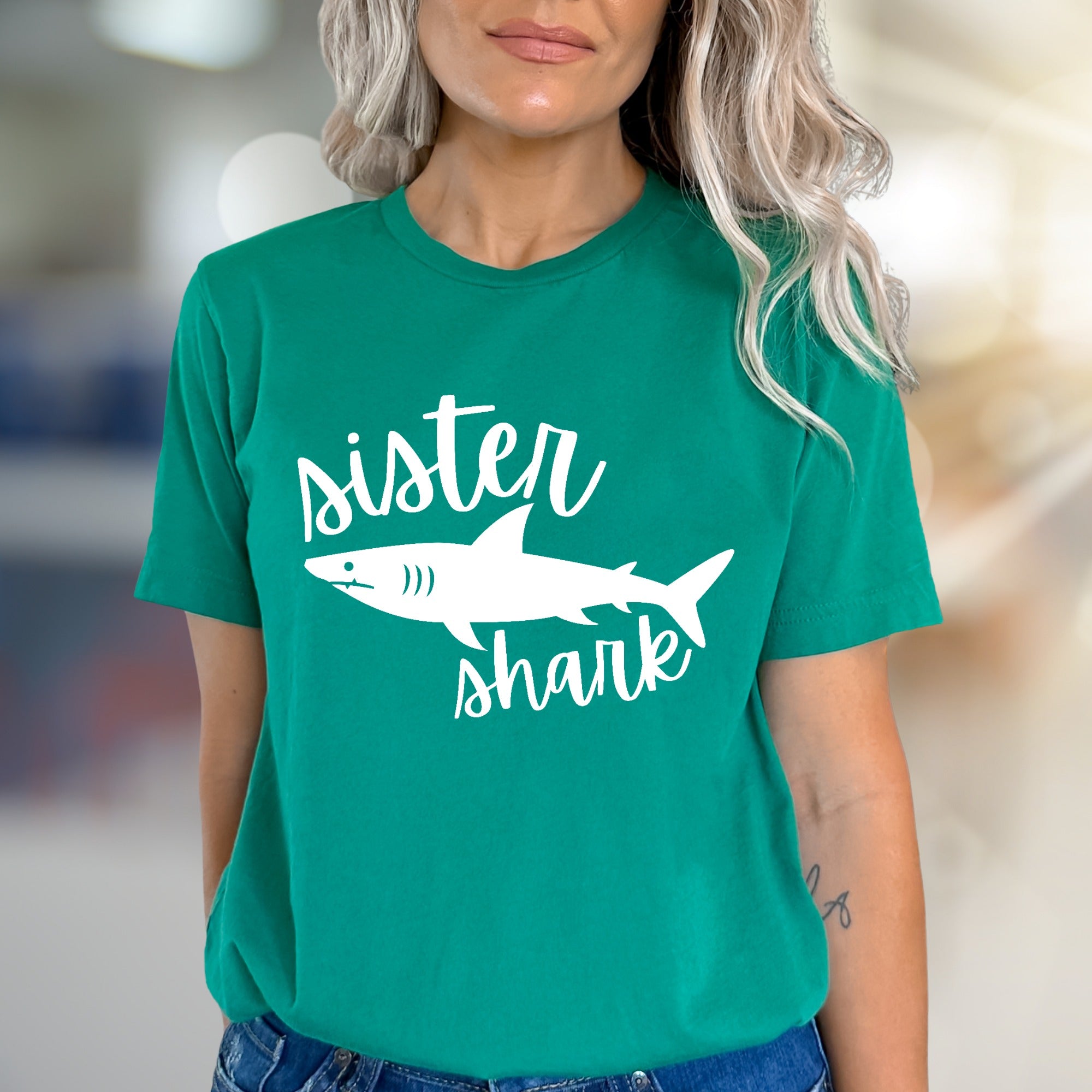 "Sister Shark" Family Fun Graphic Tee, a Playful Pick for Siblings