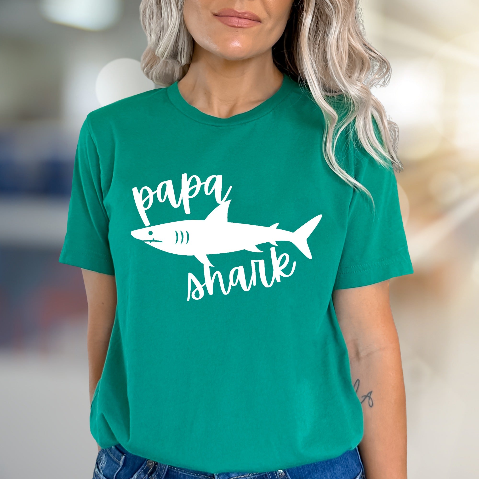 "Papa Shark" Graphic Tee, a Shark-Themed Pick for Doting Dads
