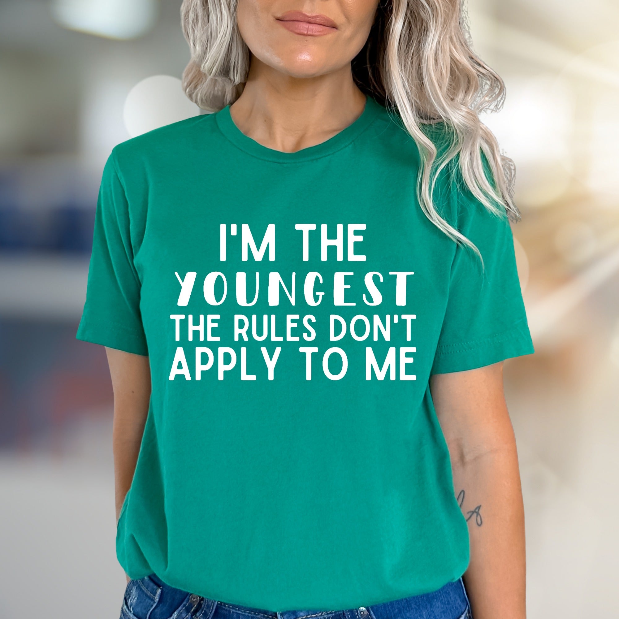 "I'm the Youngest" Sibling Humor Graphic Tee, a Fun Statement Pick for Family Events