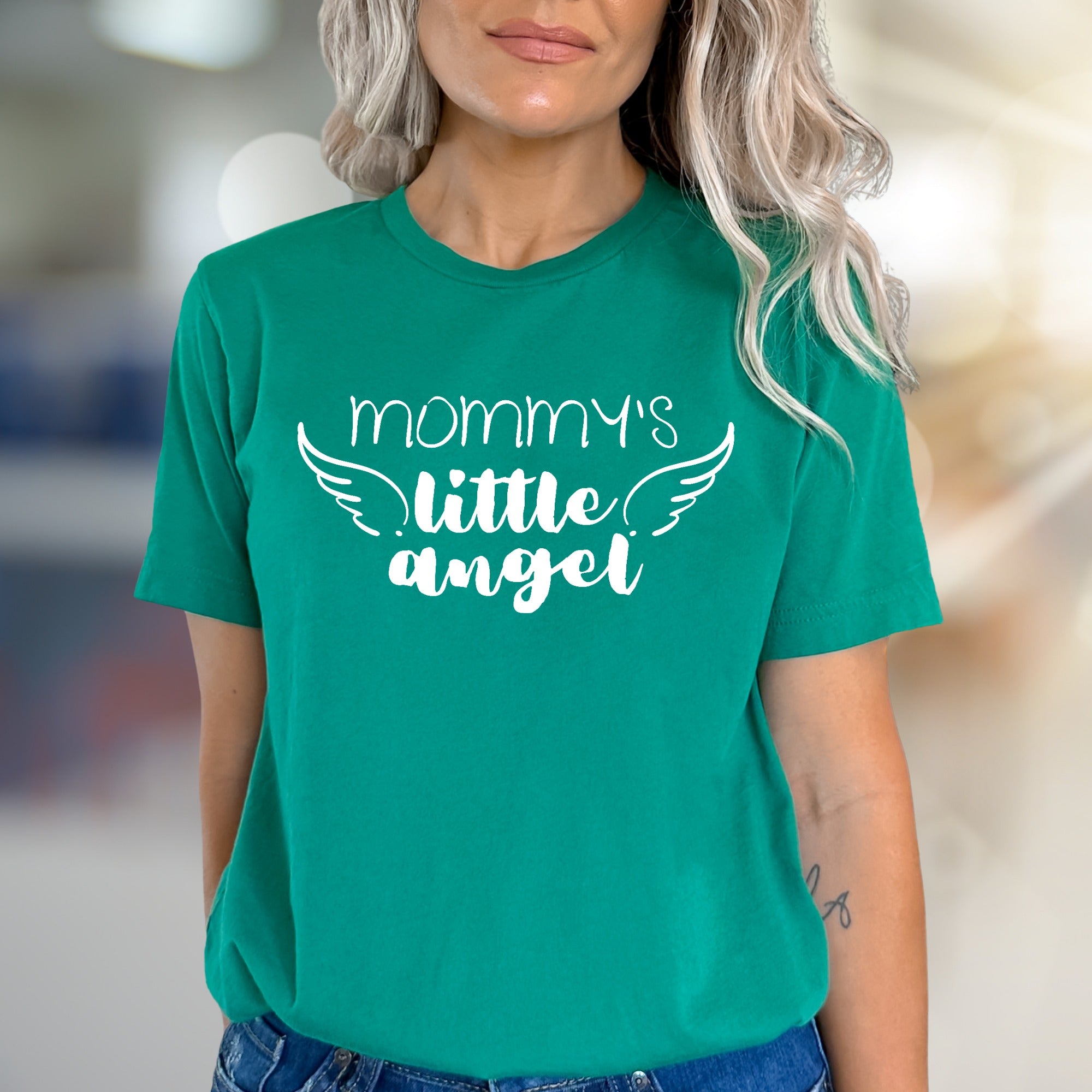 "Mommy's Little Angel" Whimsical Graphic Tee, A Parental Love Pick for New Moms