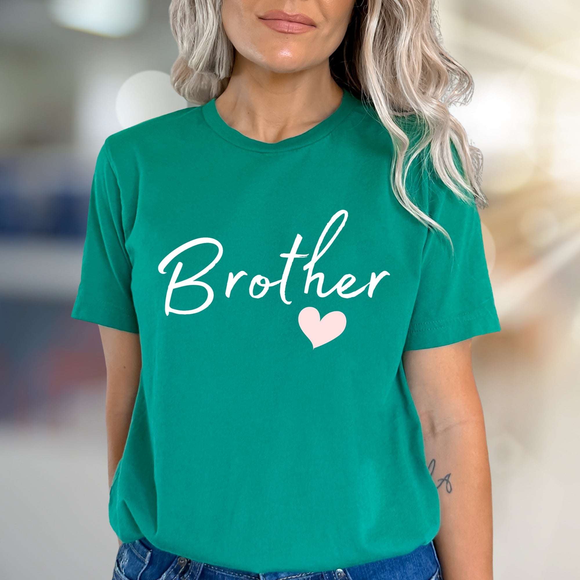 "Brother" Heart Graphic Tee, A Family Bond Pick for Siblings