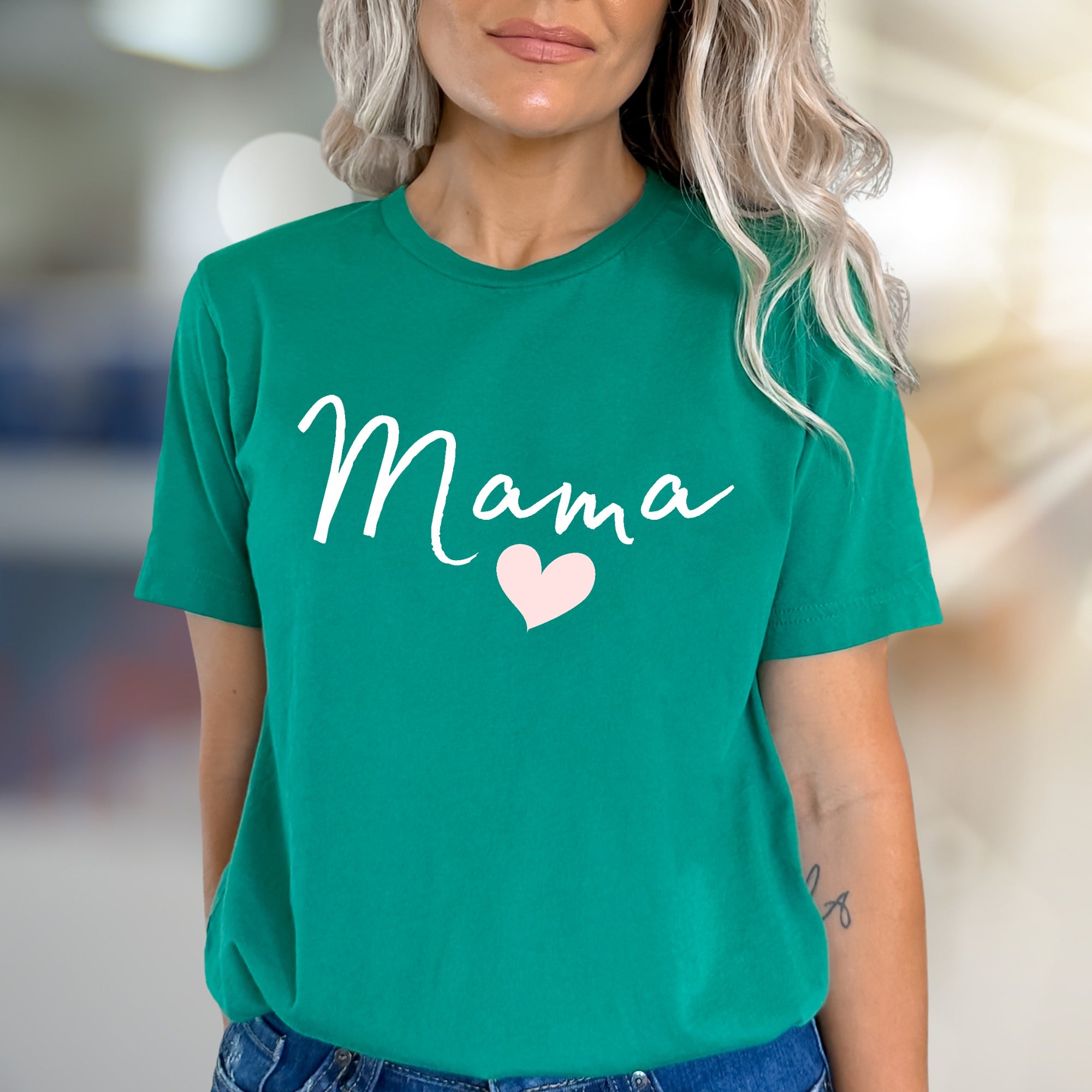 "Mama" Script Heart Graphic Tee, a Loving Pick for New Moms
